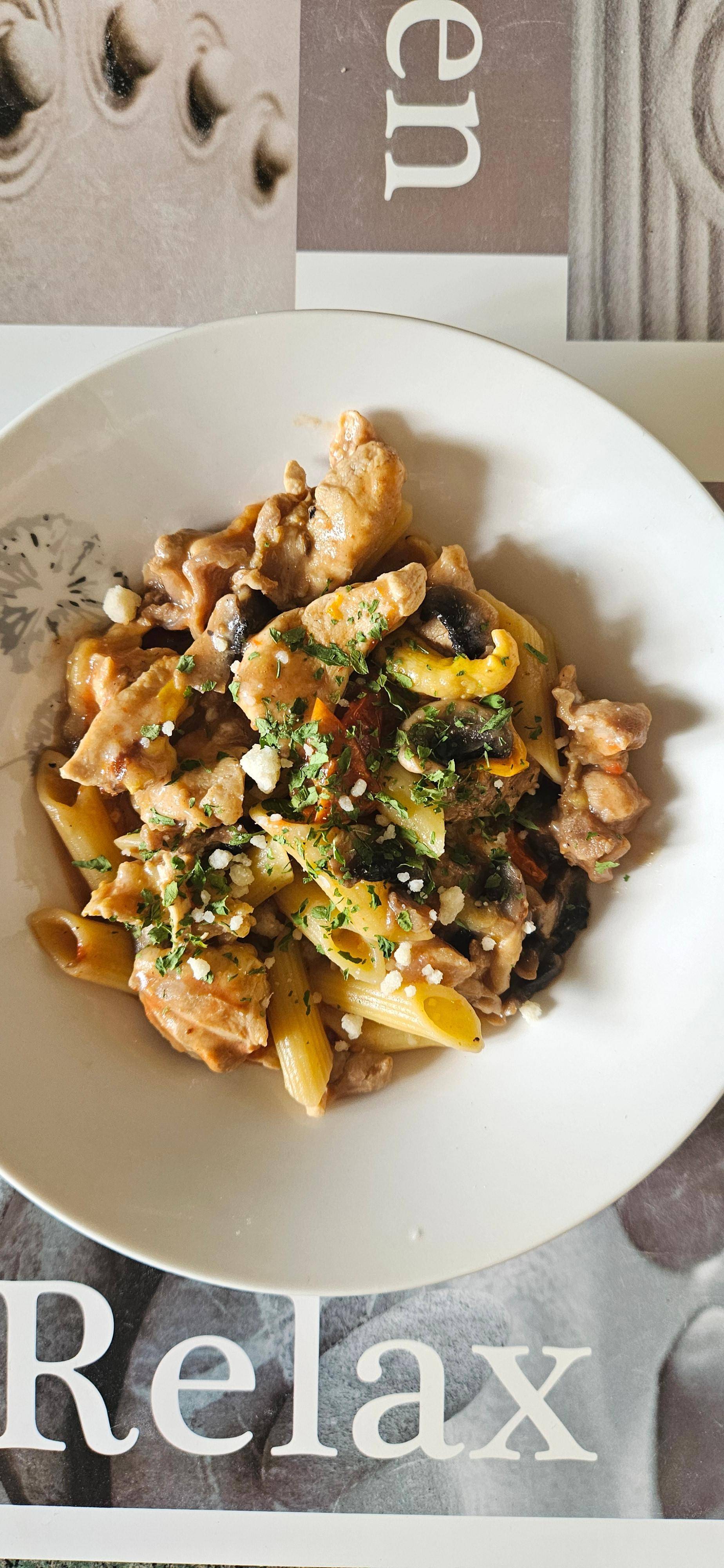 One Pot Pasta poulet champignons - Recepten Cookeo | Moulinex