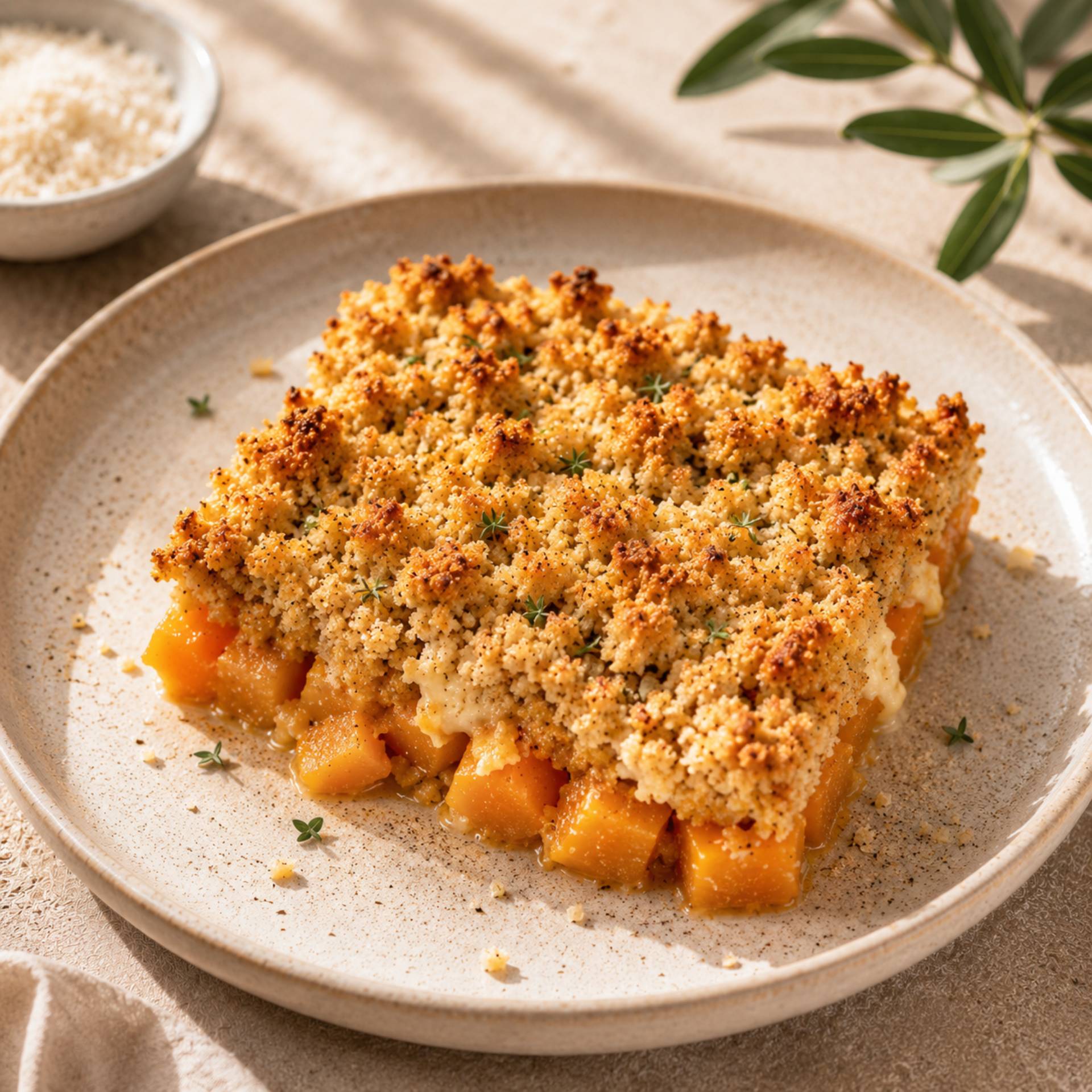 Butternut crumble met Parmezaanse kaas - Recepten Crisp&Go 3P | Moulinex
