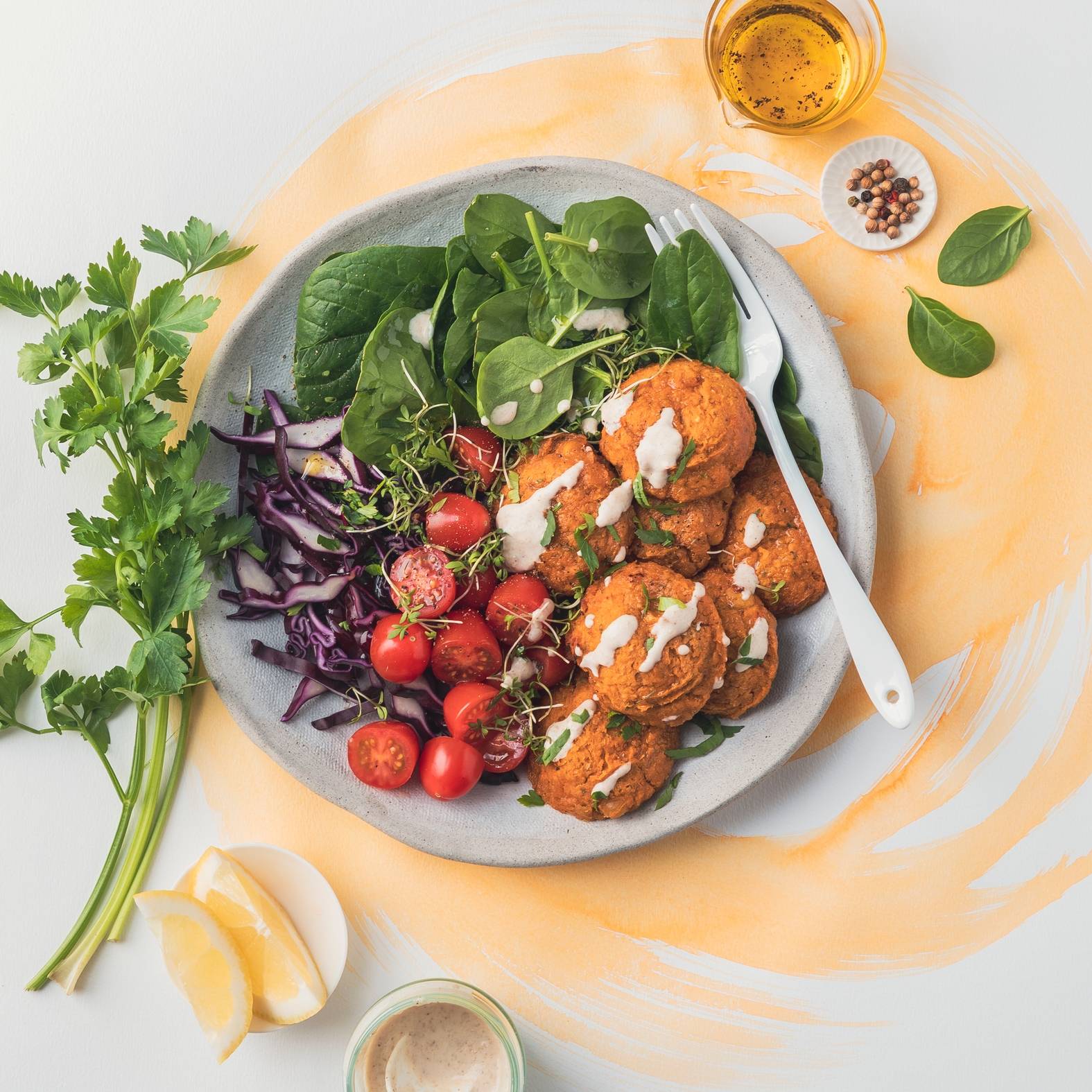 Falafel van zoete aardappel met tahinisaus - Recepten Companion Connect | Moulinex