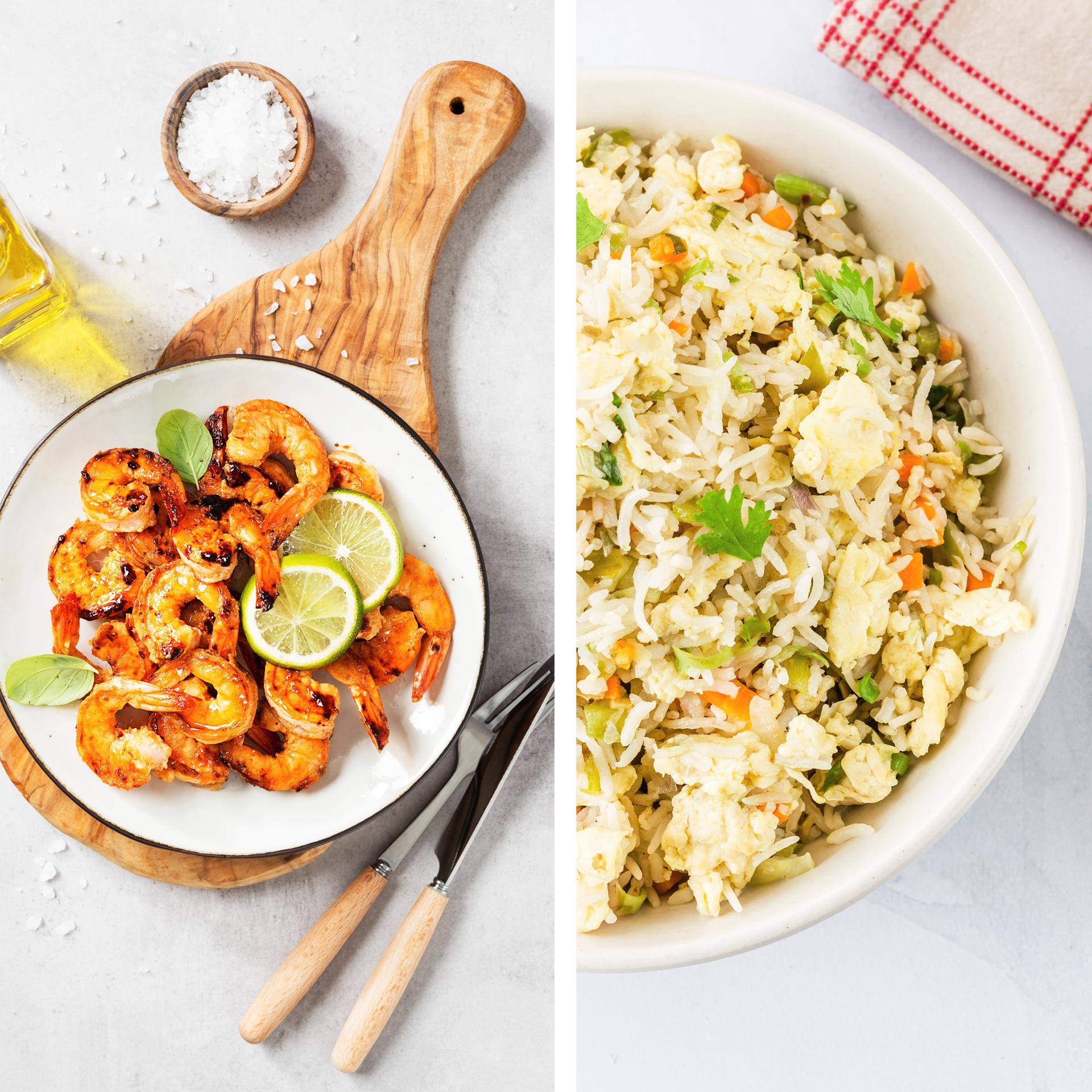 Crevettes au miel, sriracha et riz sauté - Recette DUAL EASY FRY XXL | Moulinex