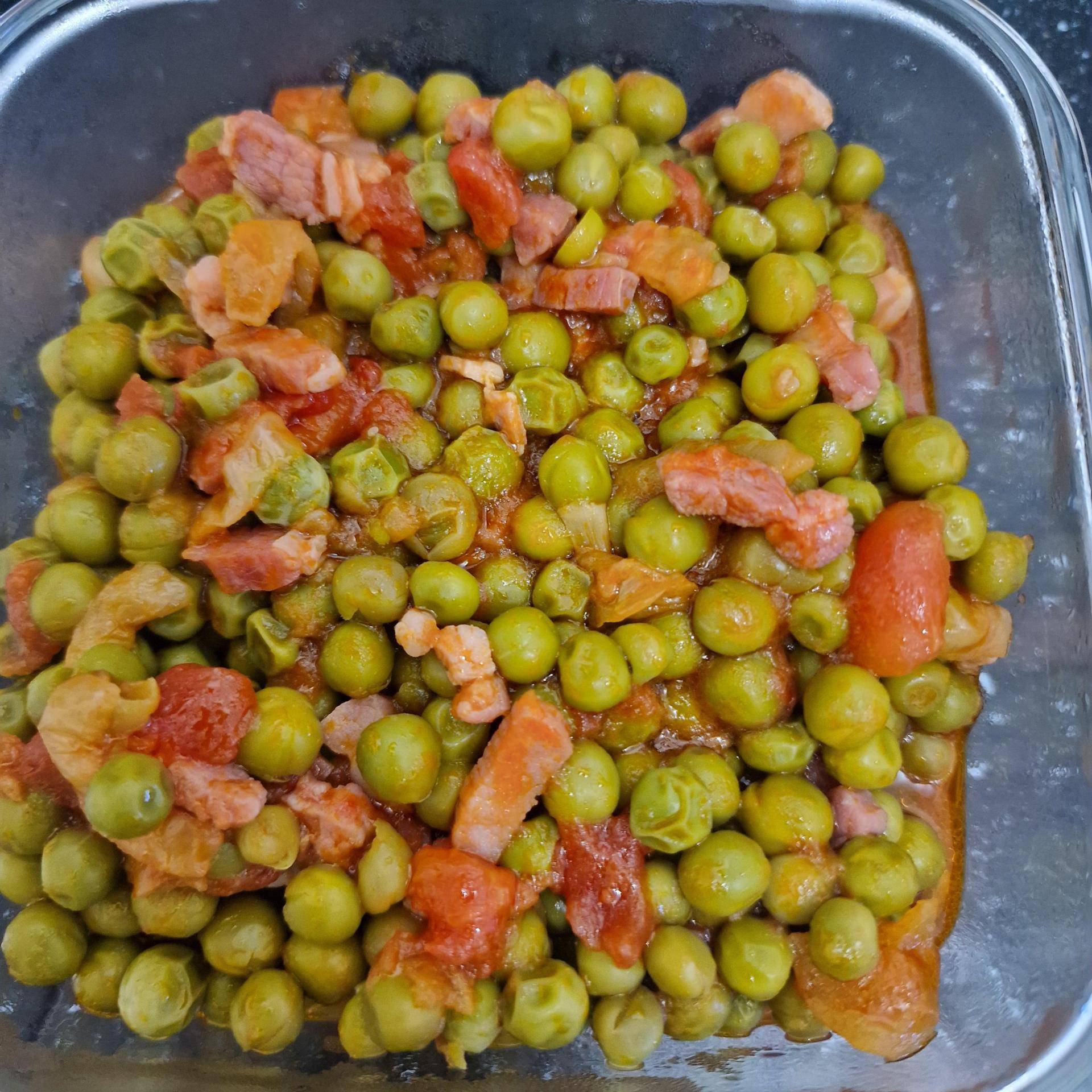 Petits pois lardons tomates - Recepten Cookeo | Moulinex