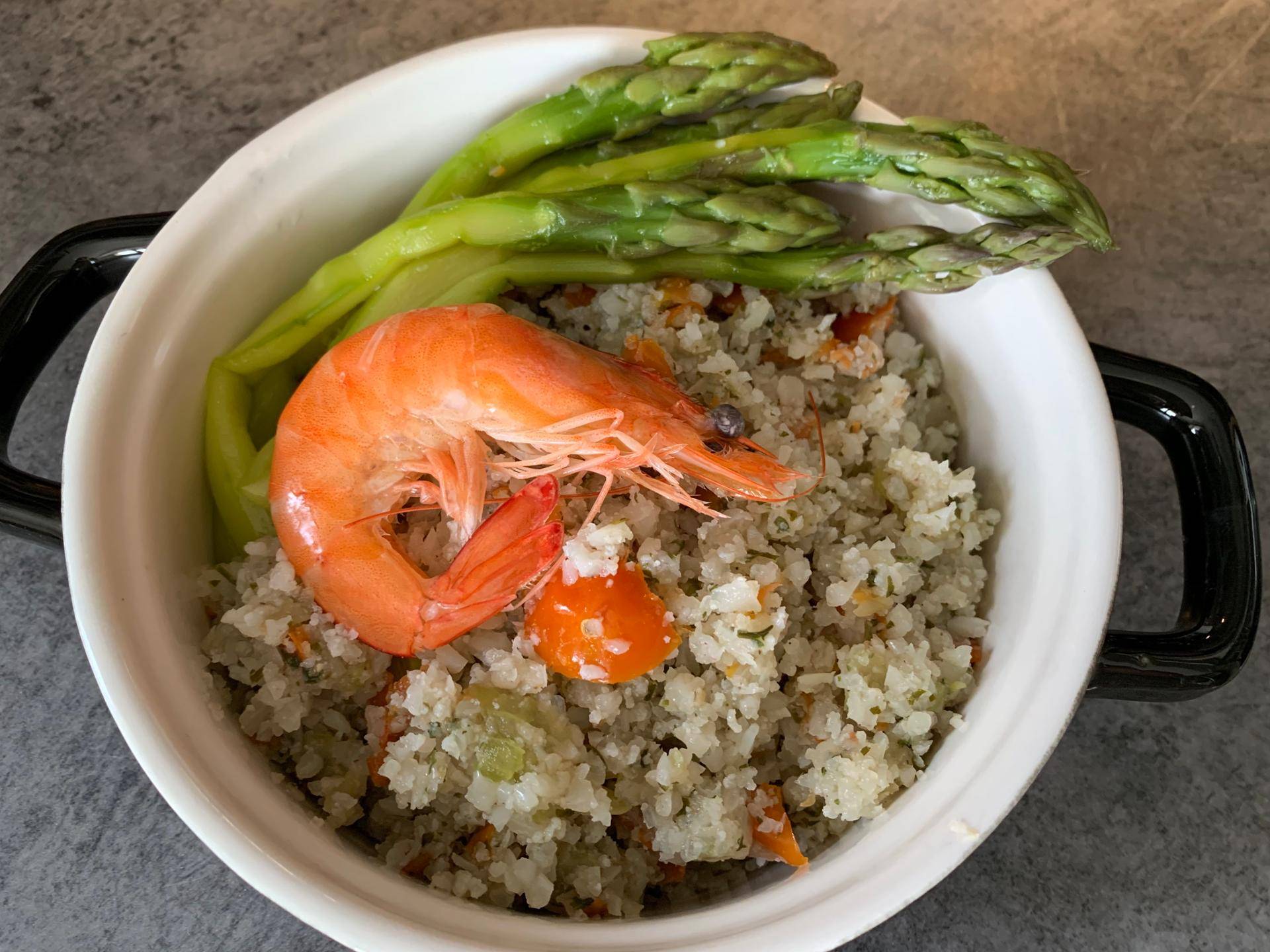 Taboulé de riz de chou-fleur aux crevettes - Recette Cookeo | Moulinex