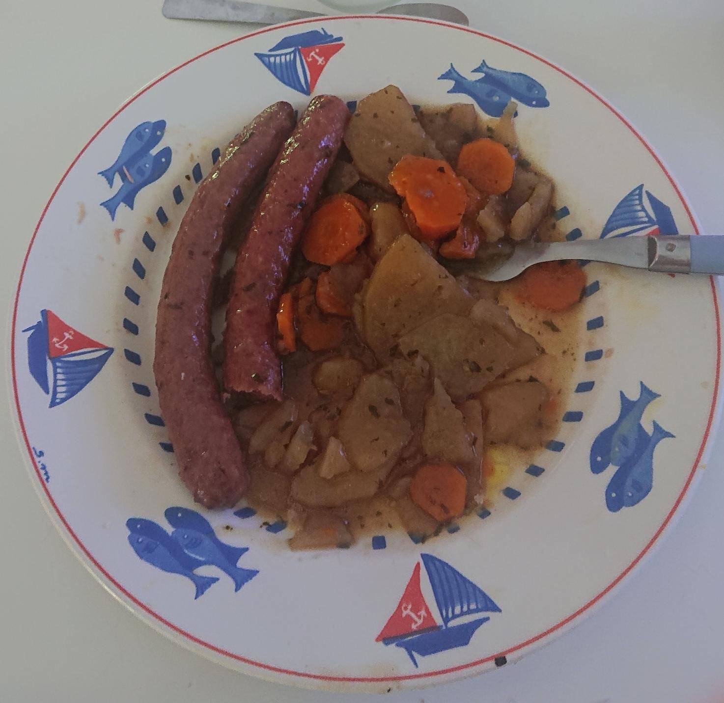 Pomme de terre sauté avec chipolatas au vin rouge - Recepten Cookeo | Moulinex