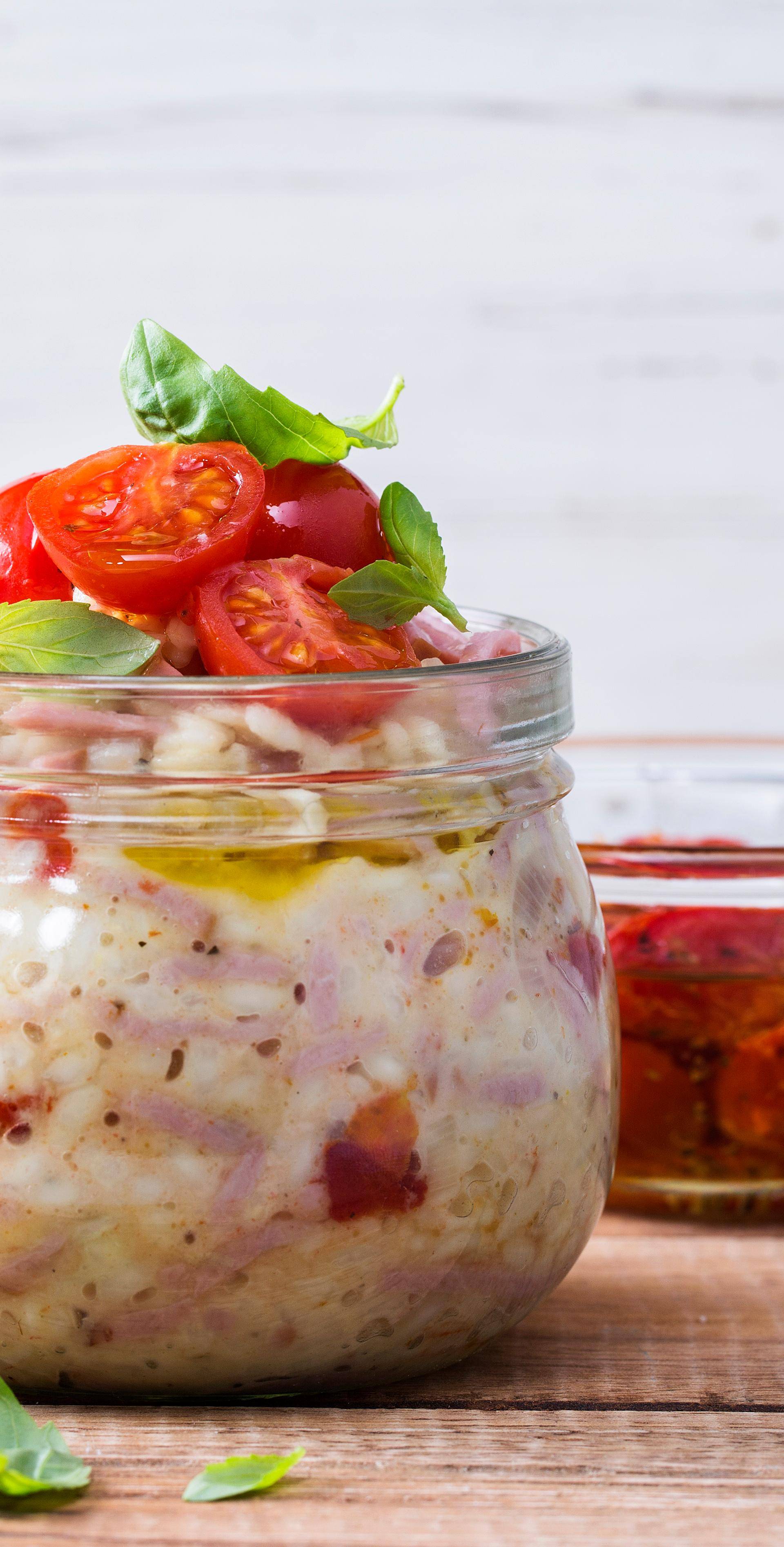 Risotto au Râpé de jambon fumé, tomates et basilic - Recette Companion | Moulinex