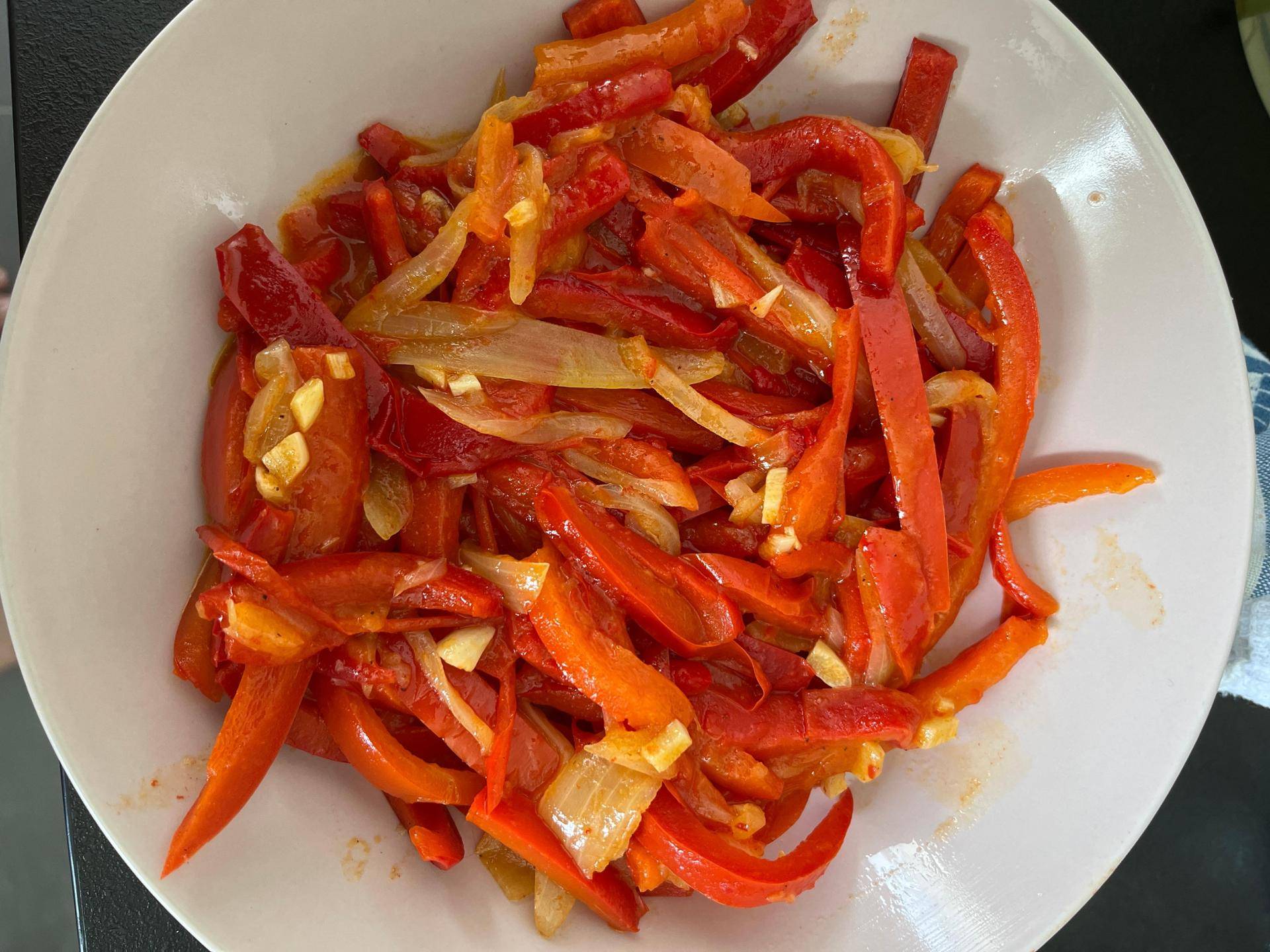 Poêle de poivrons oignons sauce soja - Recepten Companion Connect | Moulinex