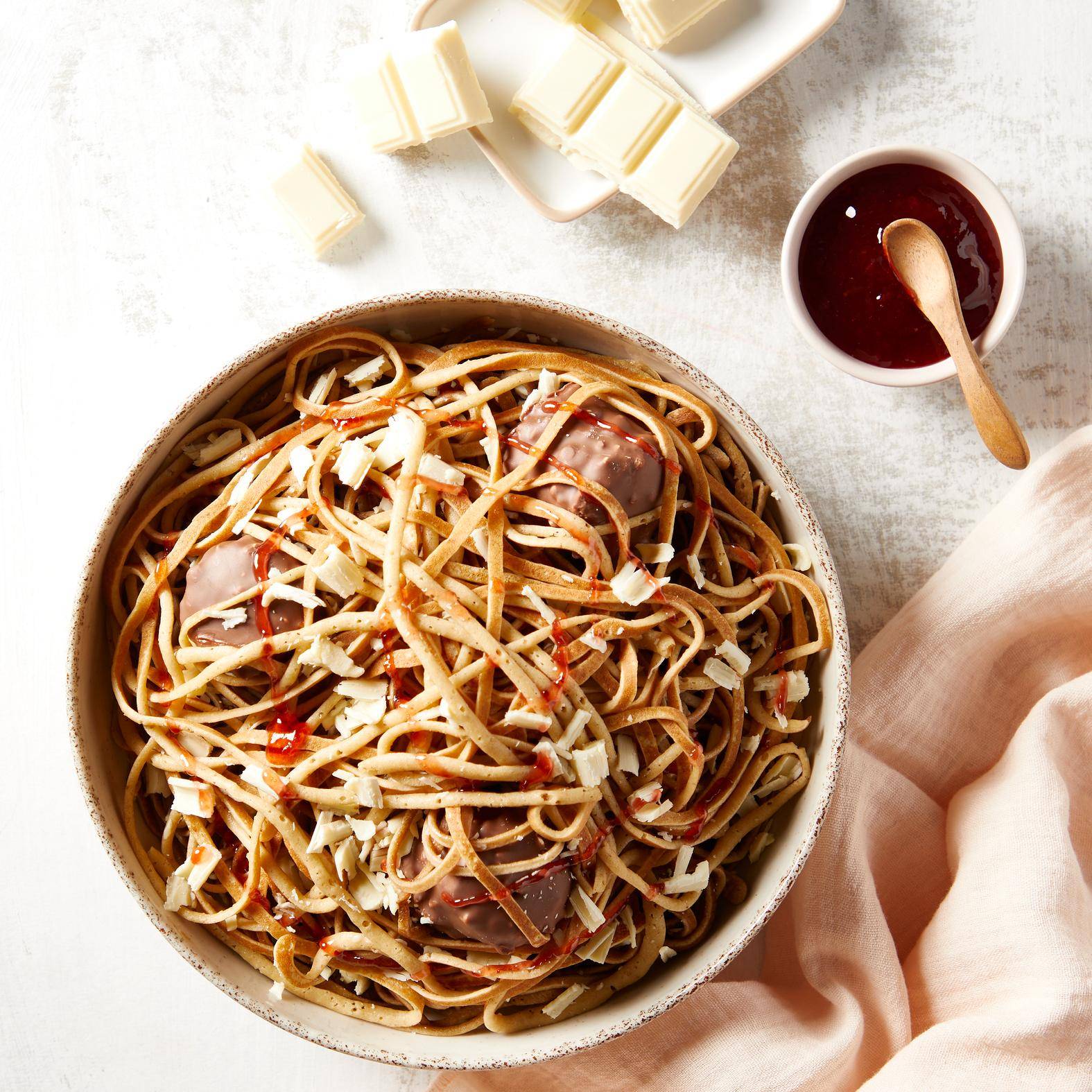 Pancakes spaghettis pour les enfants - Recepten Perfectmix Cook | Moulinex
