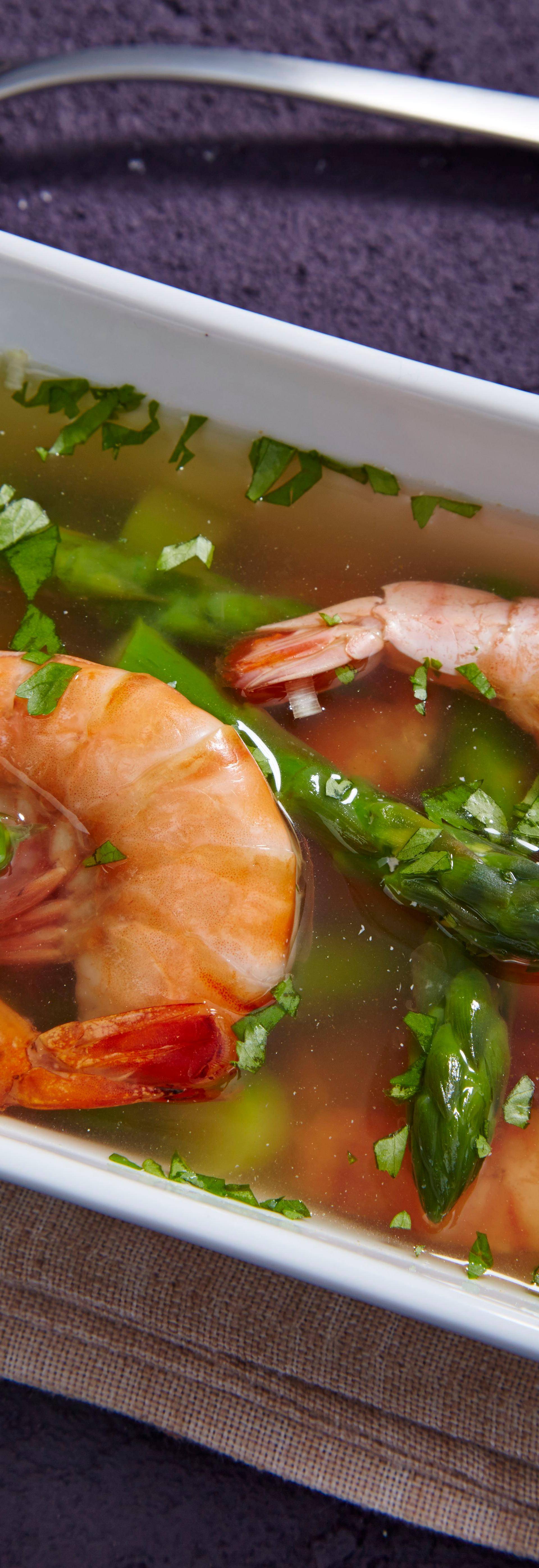 Soupe asiatique d'asperges à la citronnelle et aux crevettes - Recette Companion Connect | Moulinex