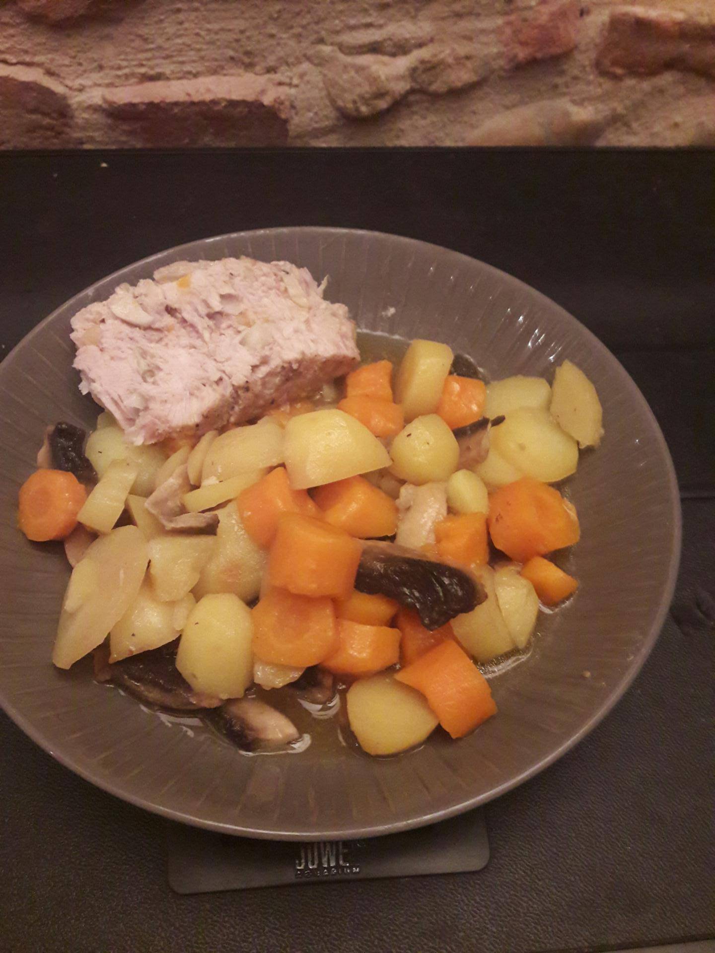 Rôti de porc aux légumes et champignons - Recepten Cookeo | Moulinex