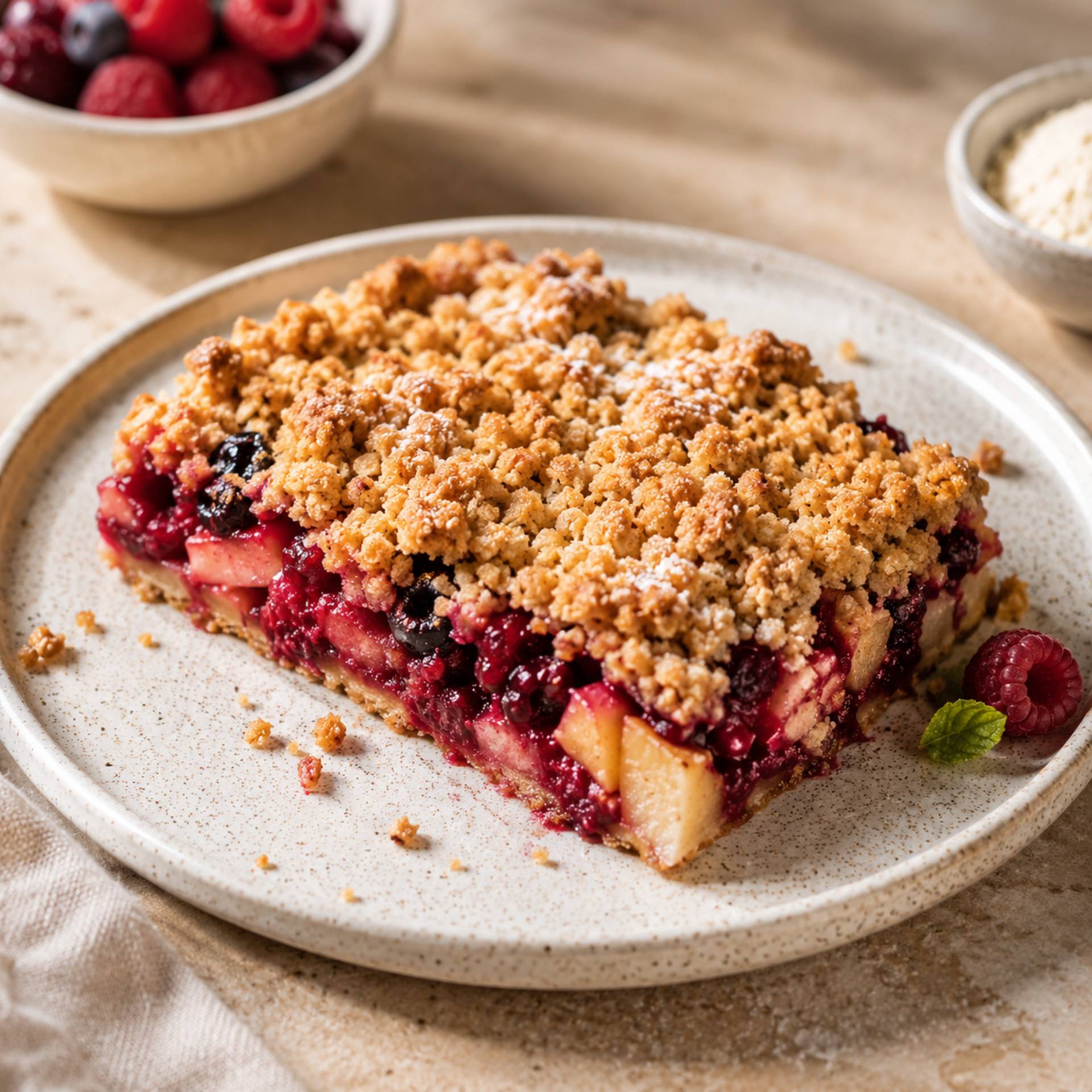 Crumble met gemengd rood fruit - Recepten Crisp&Go 3P | Moulinex