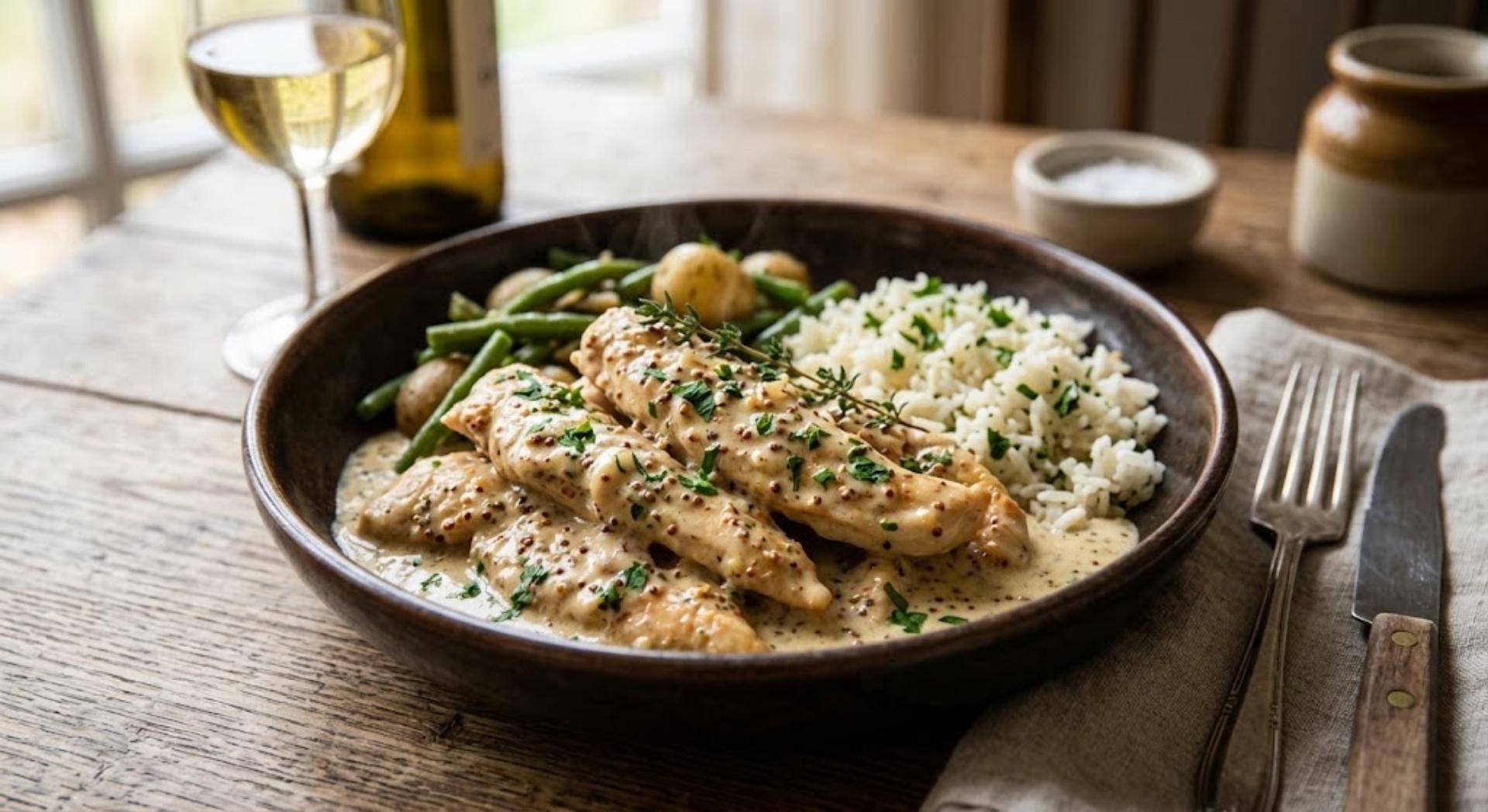 Aiguillettes de poulet crème et moutarde - Recette Cookeo Infinity Autostir | Moulinex