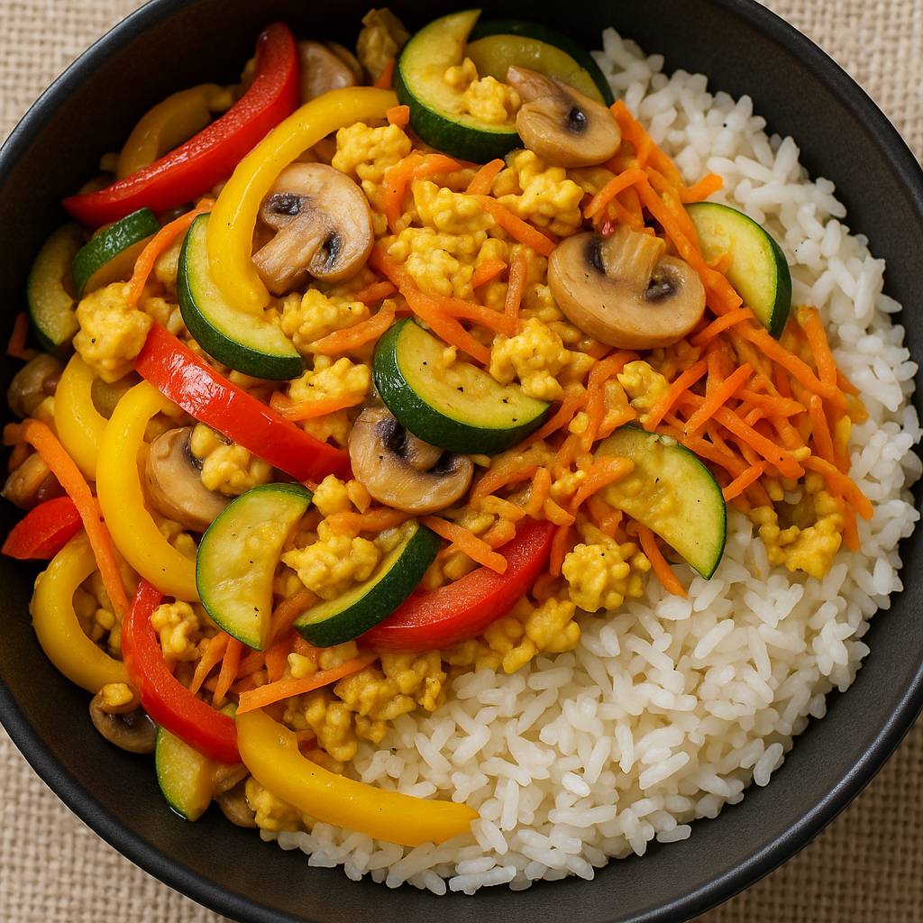 Poêlée de légumes aux oeuf et riz - Recepten Cookeo V3 | Moulinex