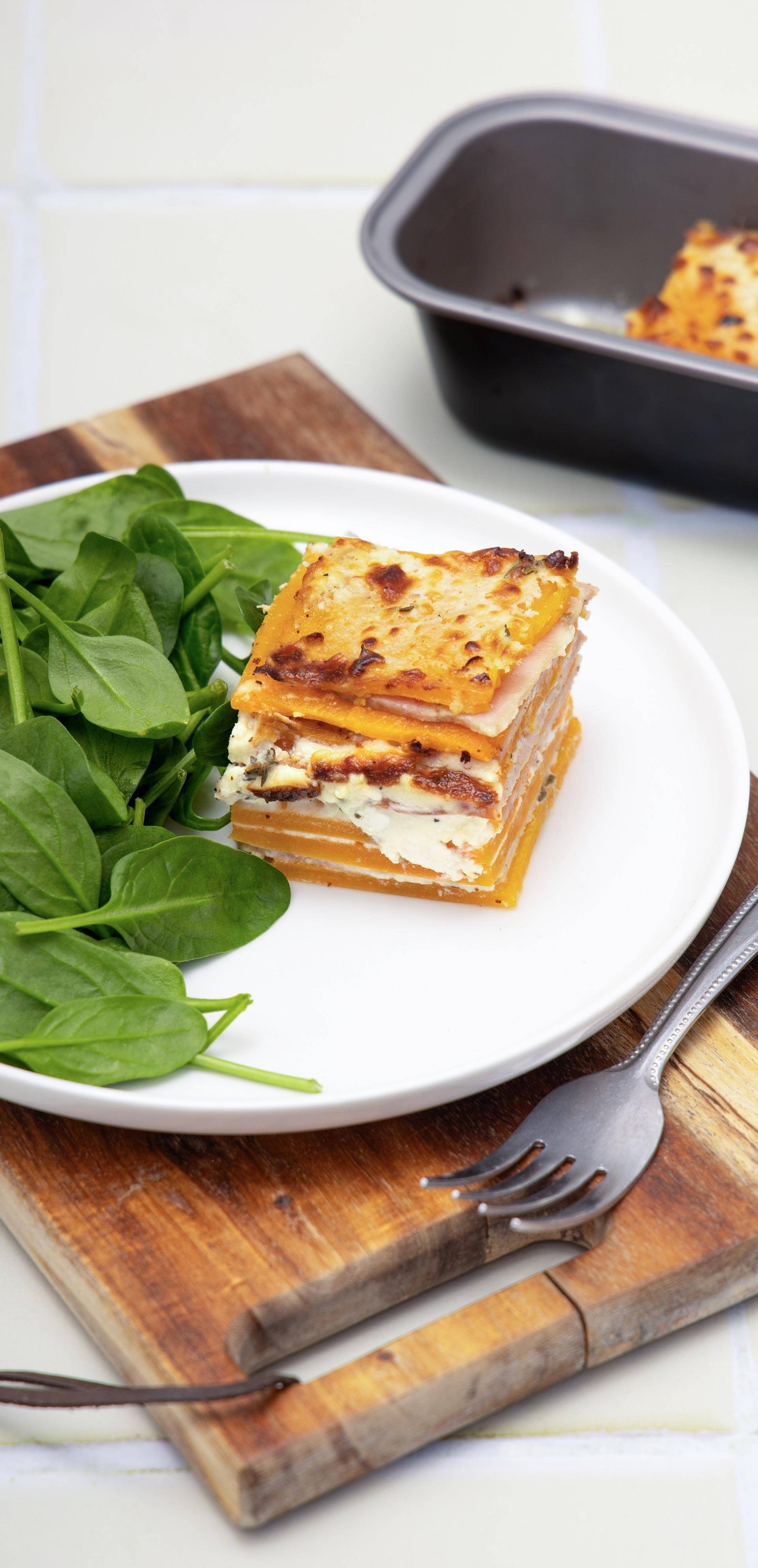 Lasagnes de butternut au chèvre jambon et thym - Recette Dual EasyFry&Grill | Moulinex
