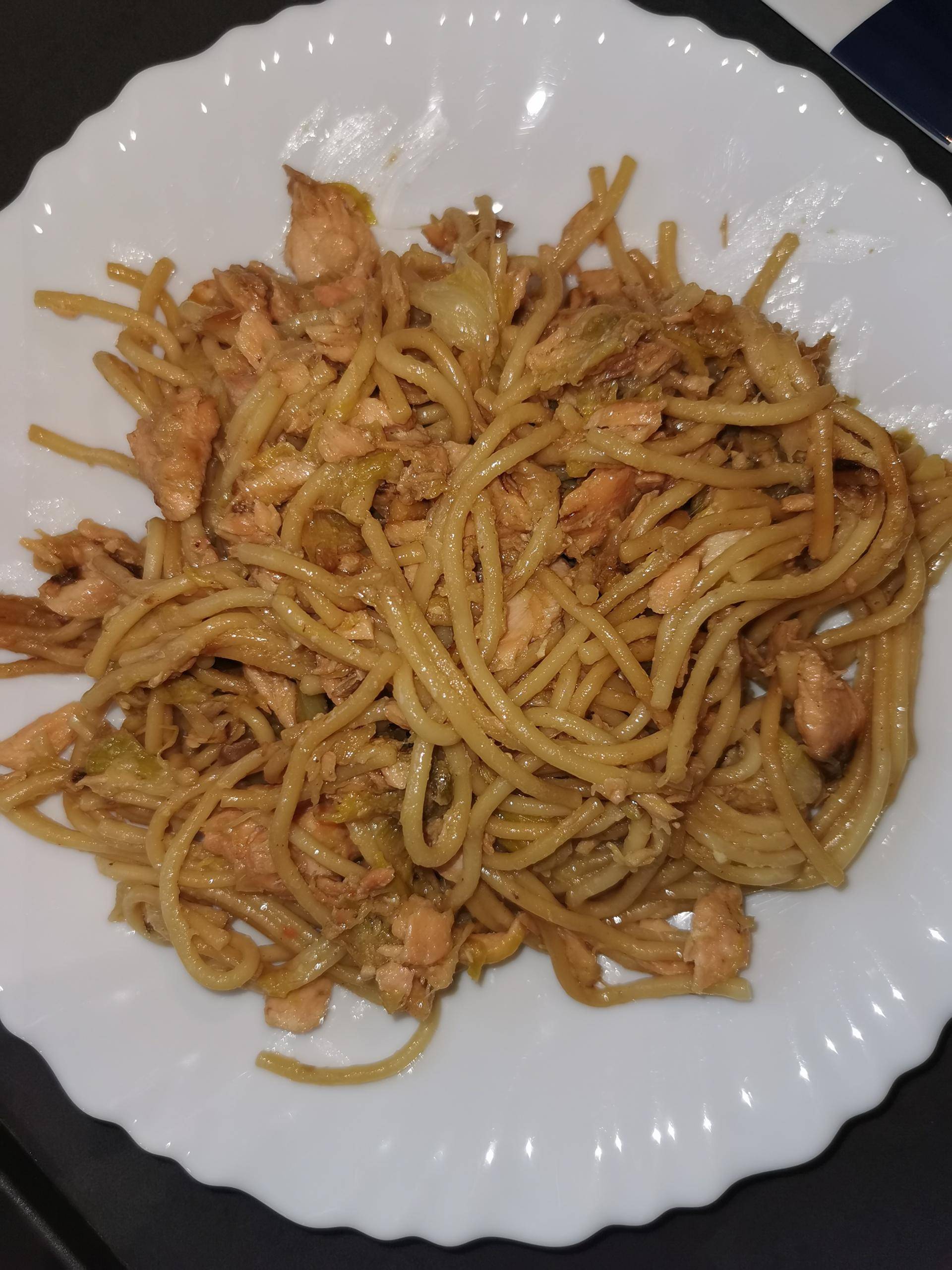 Spaghetti saumon poireaux - Recepten Cookeo V3 | Moulinex