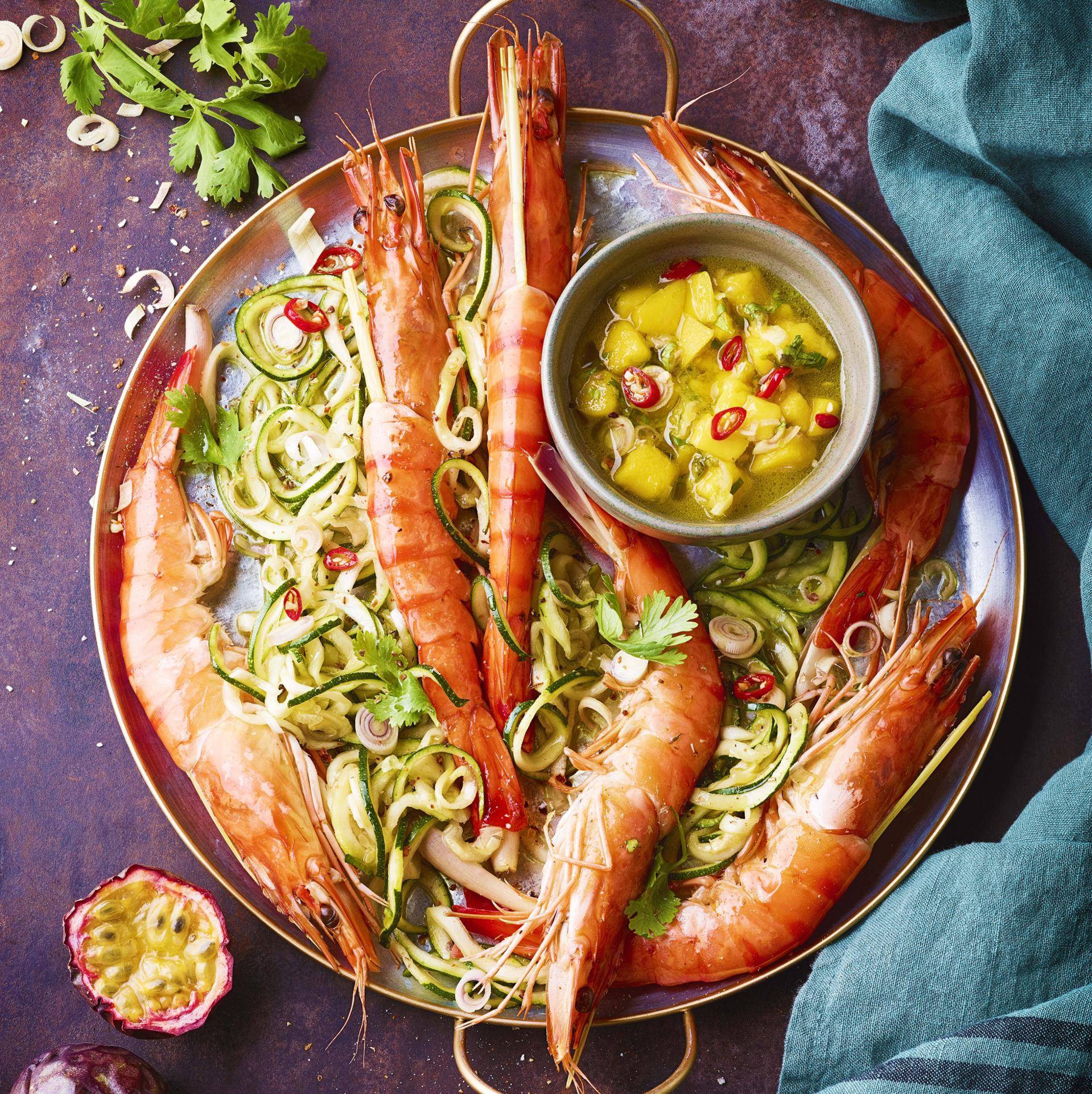 Gambas à la citronnelle et salsa à la mangue - Recepten Cuiseur vapeur | Moulinex