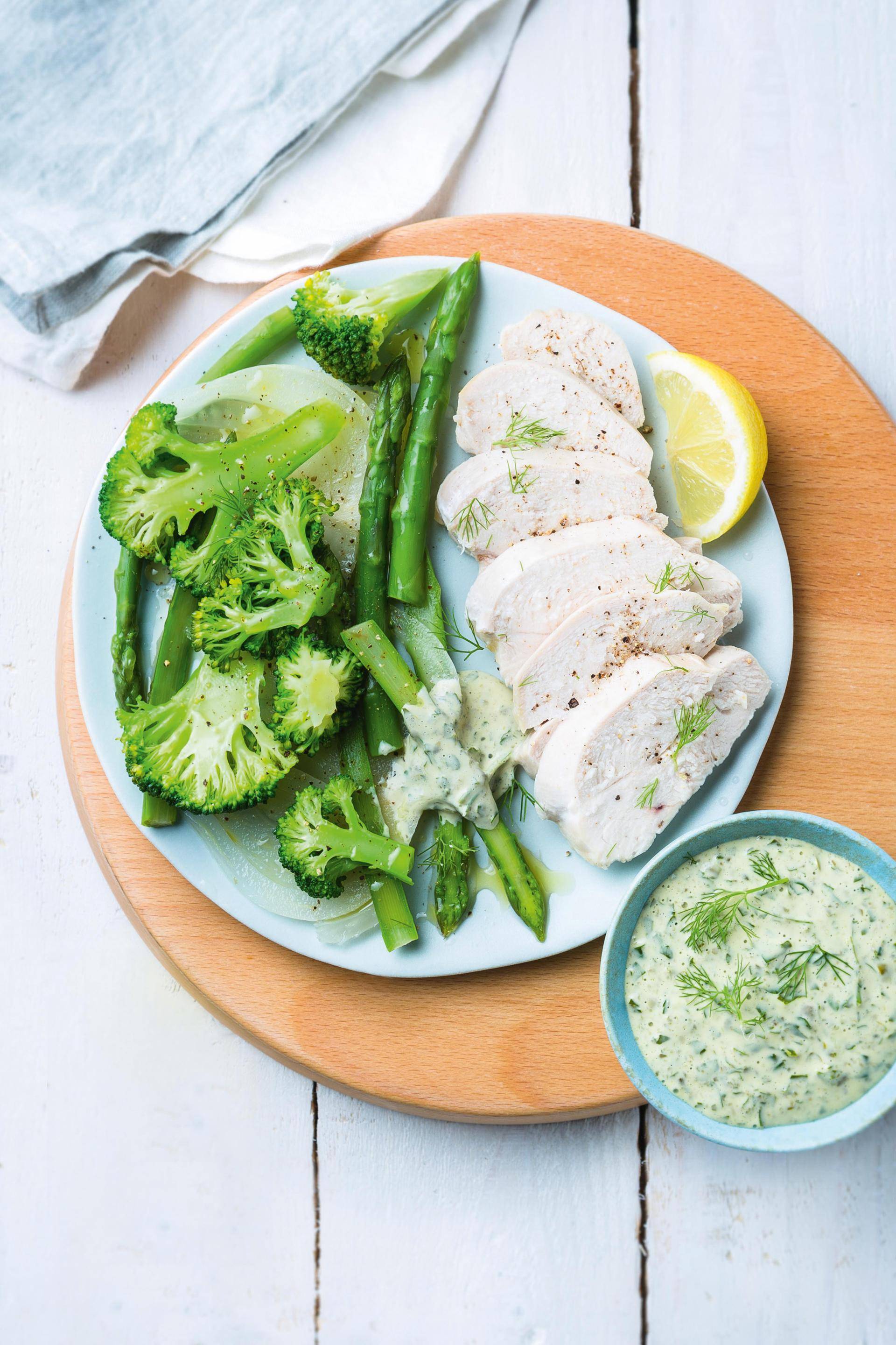 Poulet aux légumes verts - Recepten Cuiseur vapeur | Moulinex