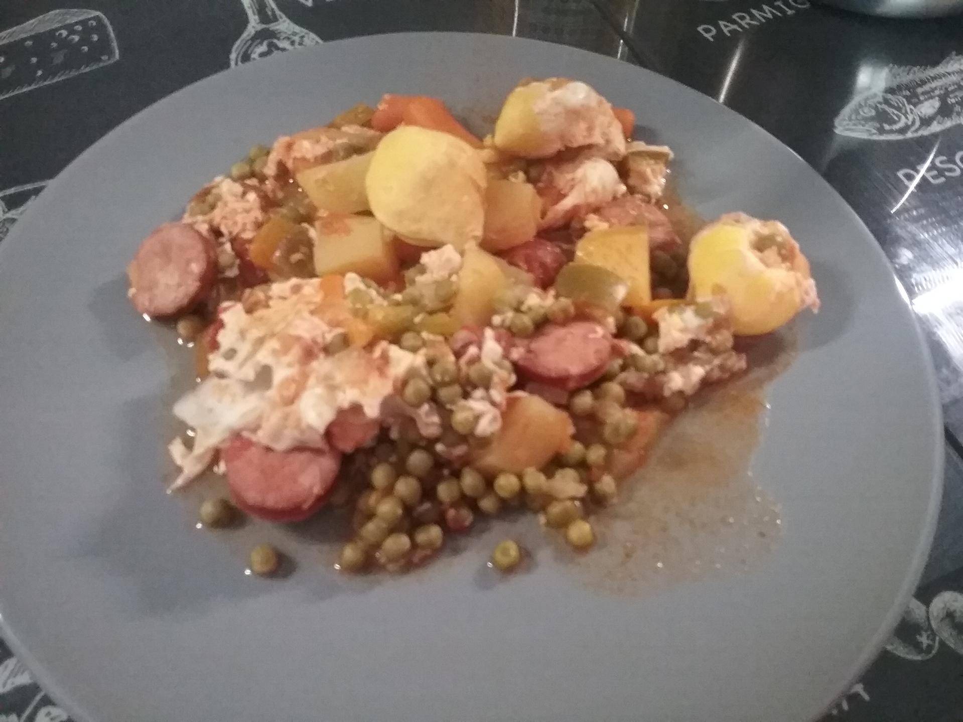 Recette portugaise petit pois aux œuf cassé - Recette Cookeo | Moulinex