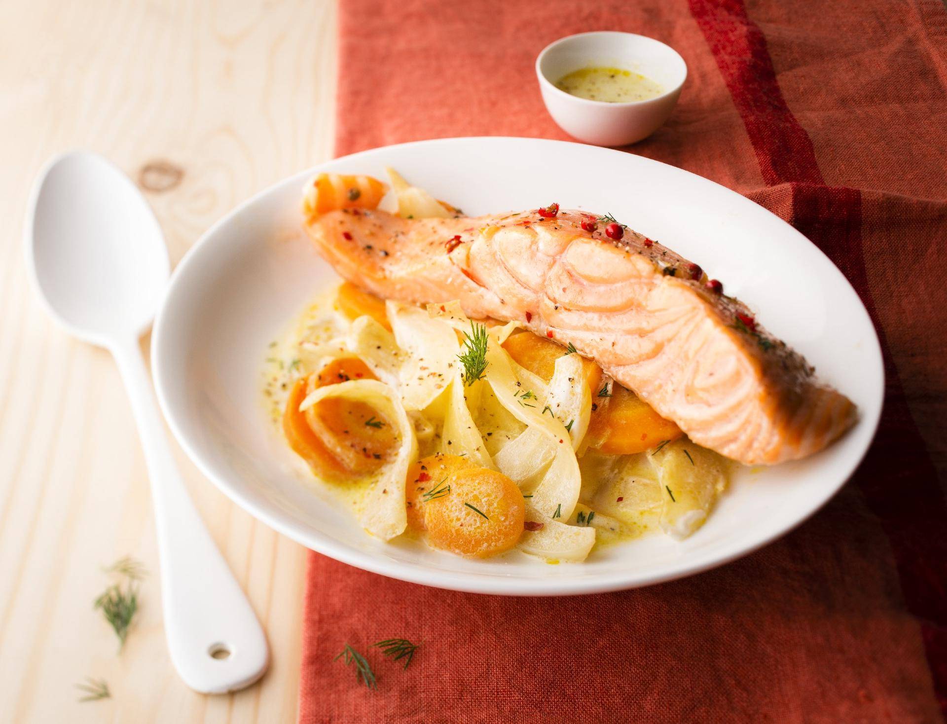 Saumon au fenouil et aux carottes - Recette Cookeo | Moulinex