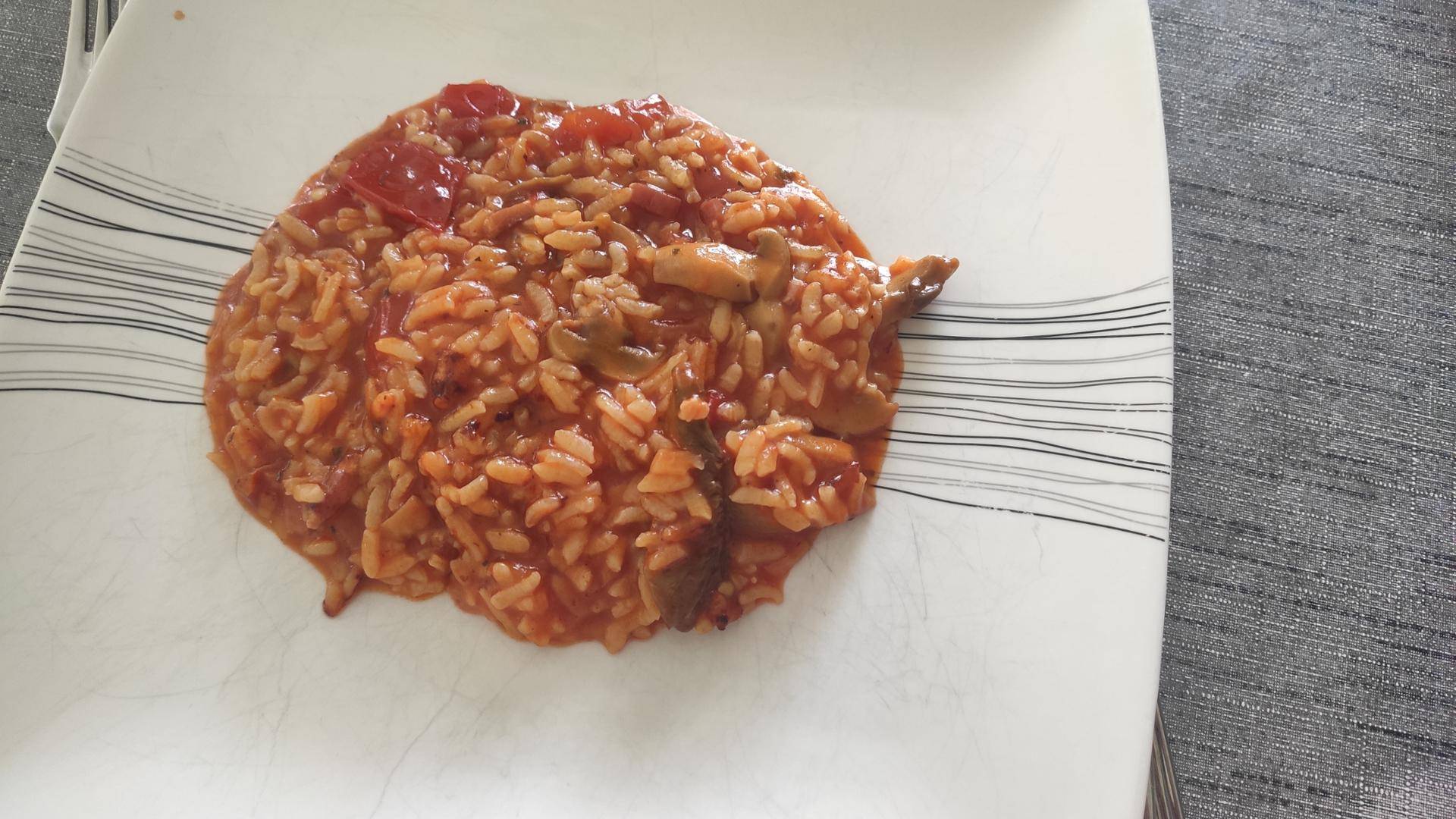 Risotto Tomates et coulis, Champignons, Lardons - Recepten Cookeo V3 | Moulinex