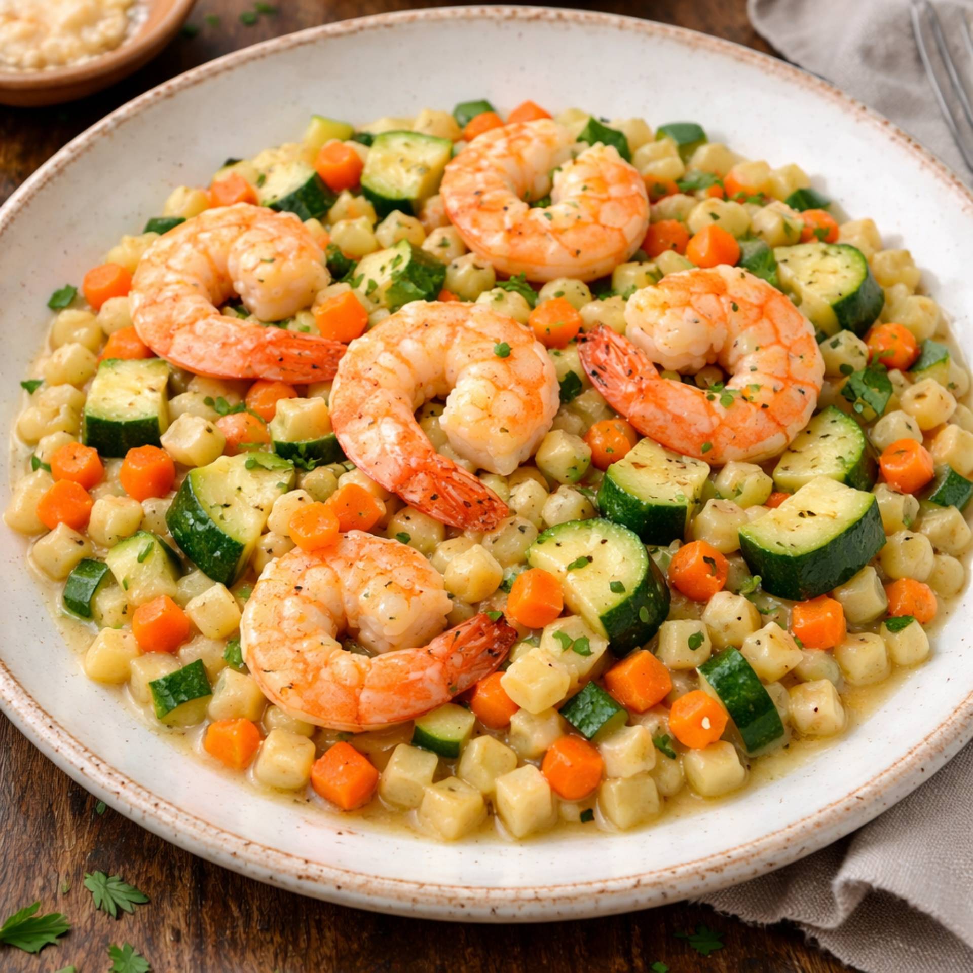 One pot Crozet aux crevettes - Recette Companion | Moulinex