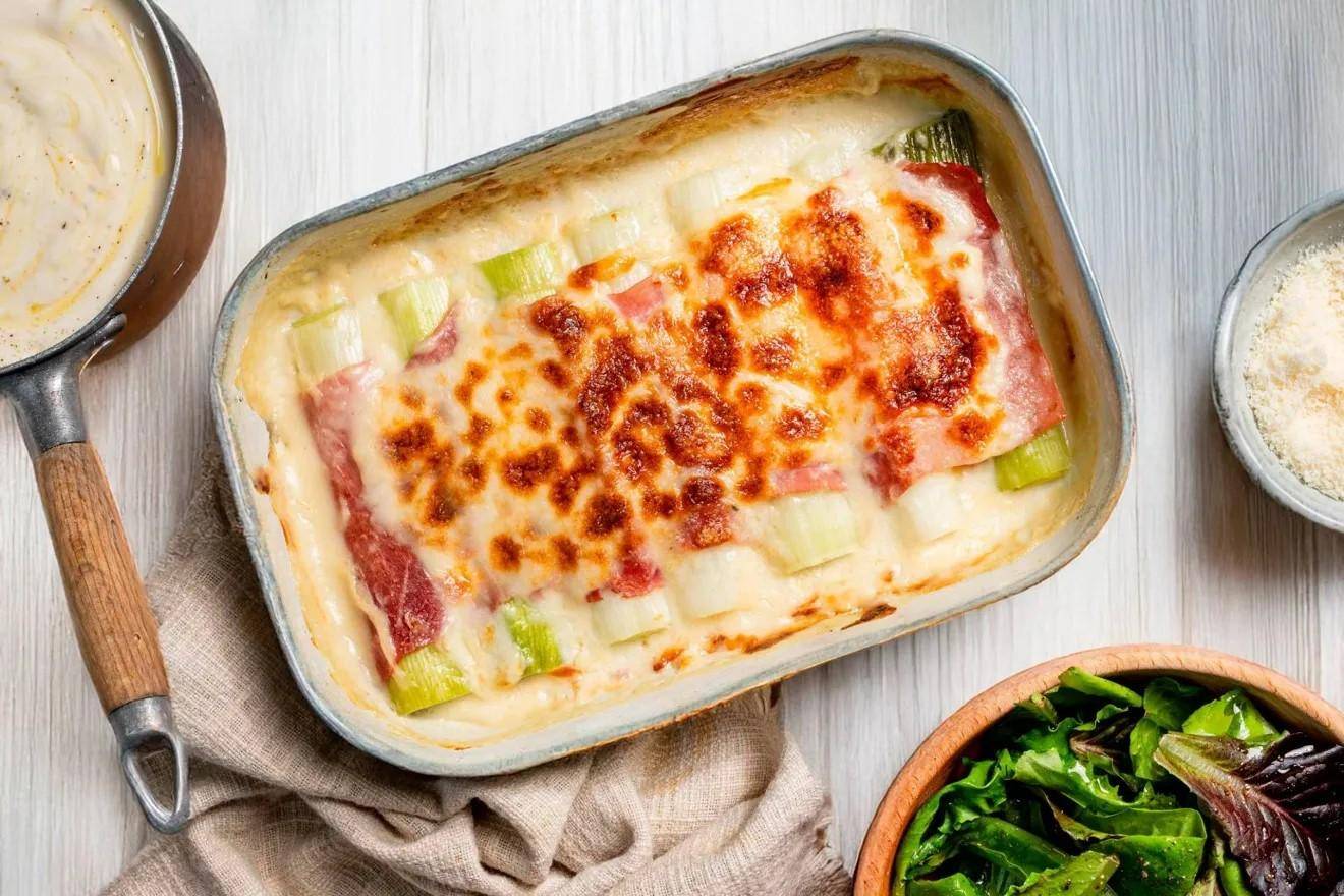 Gratin de poireau au jambon et parmesan - Recette Companion Connect | Moulinex