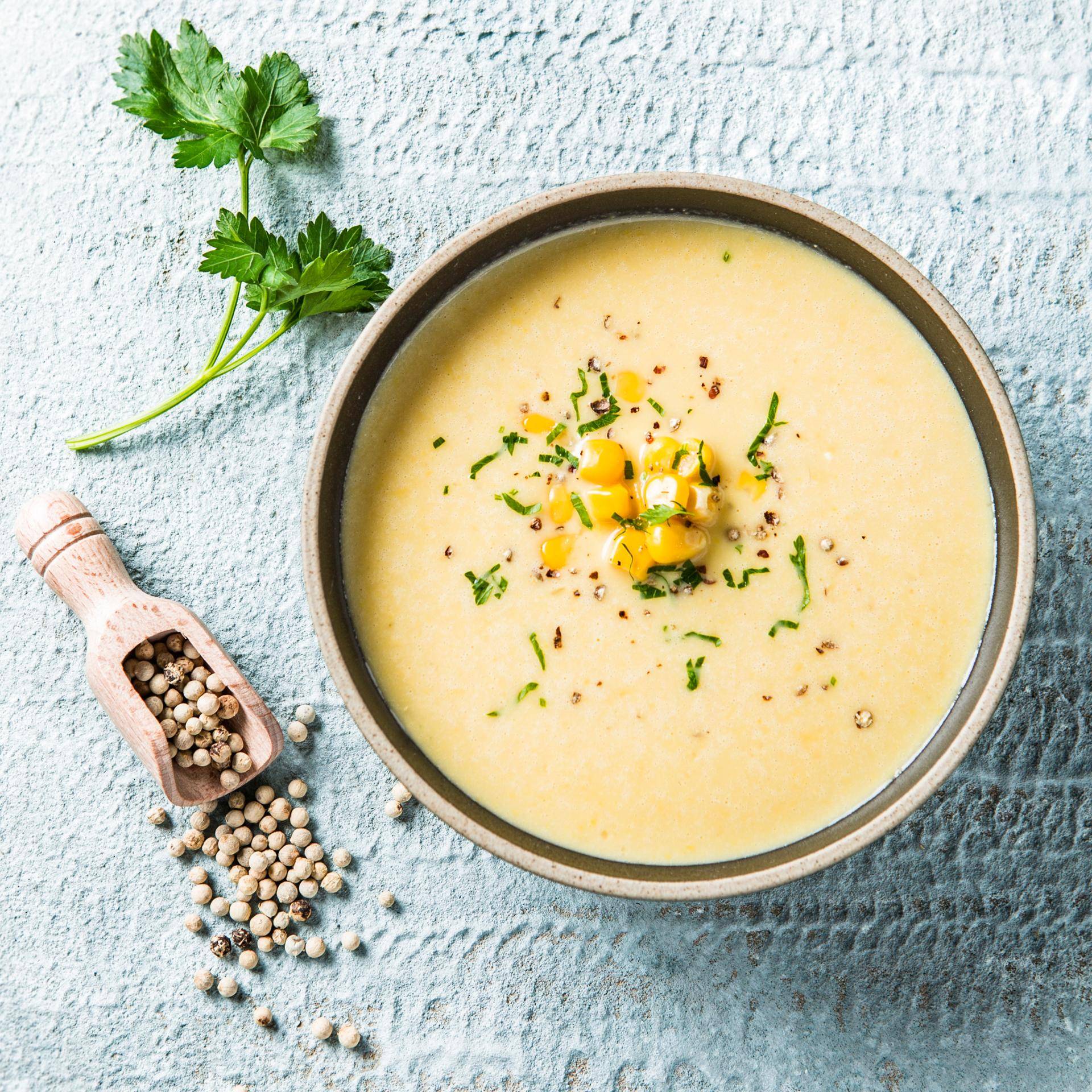 Crème de maïs au poivre blanc - Recepten Quickchef | Moulinex