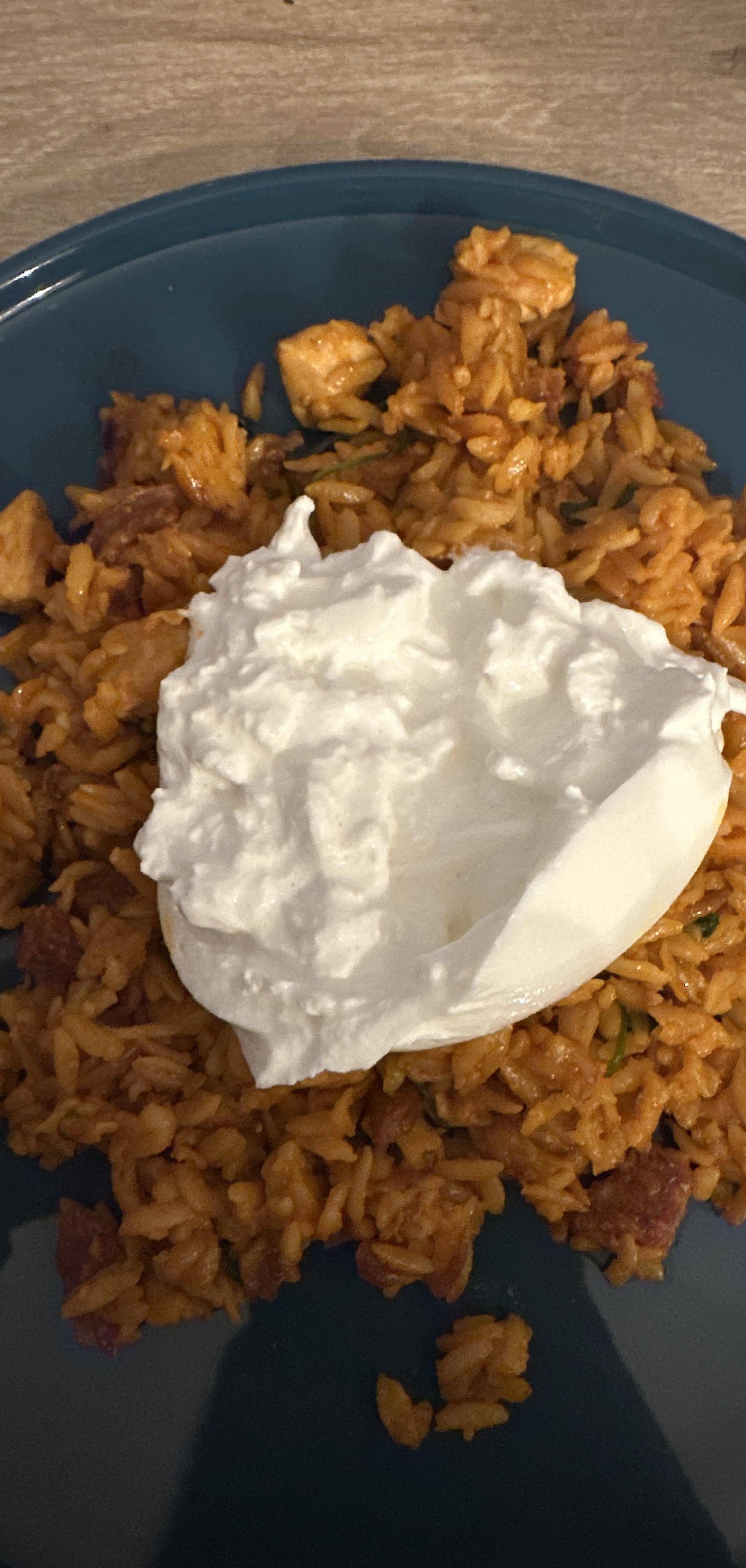 Orzo au chorizo épinards et burrata - Recette Cookeo Infinity Autostir | Moulinex