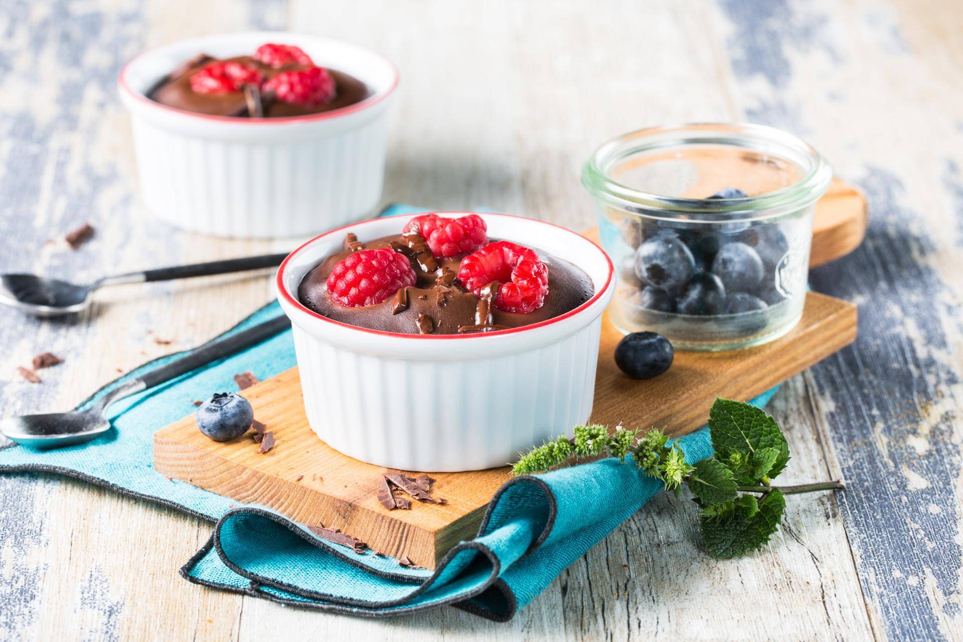Fondants chocolat noir et framboises - Recette Easy fry Silence XL / Essential XL | Moulinex