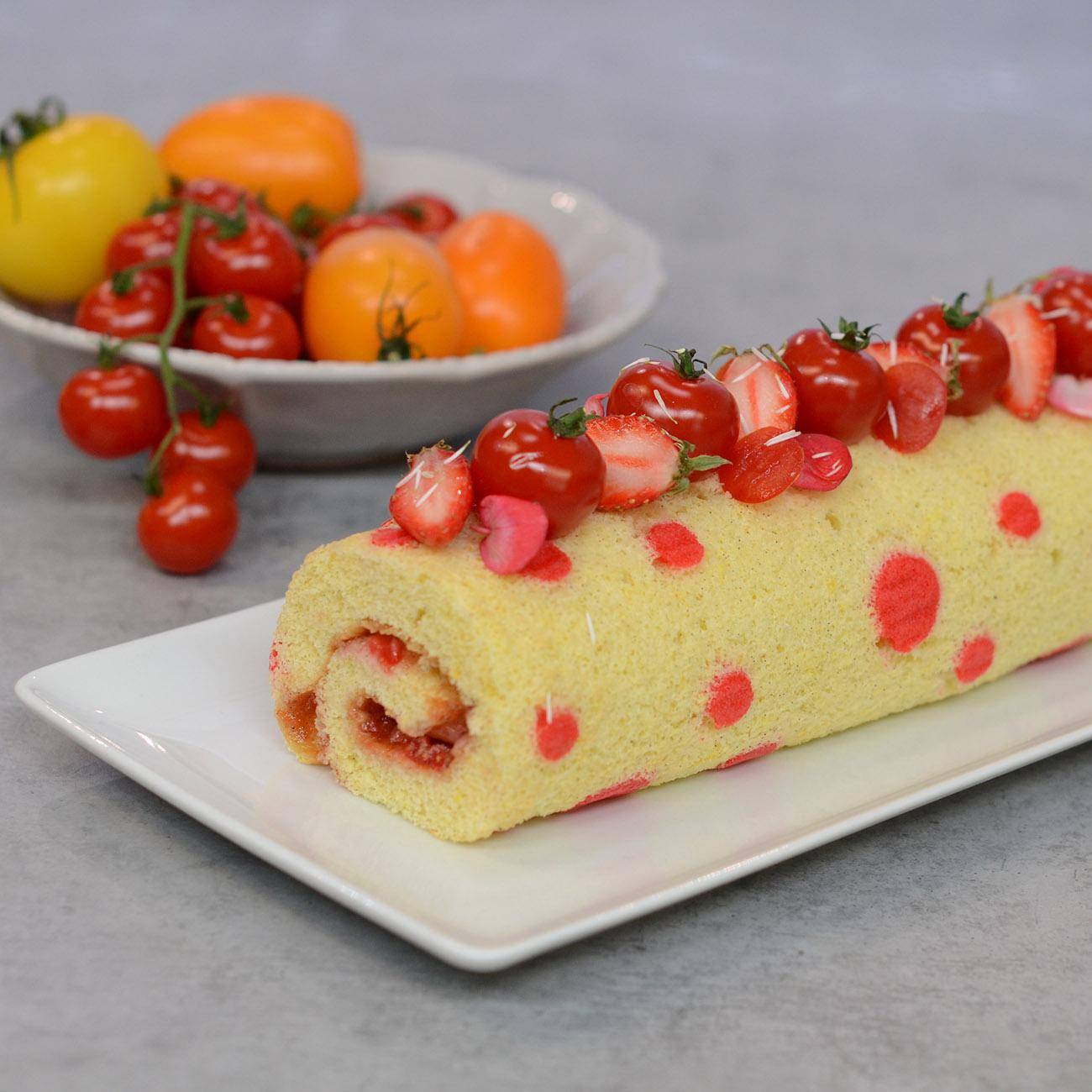 Gâteau roulé au confit de tomates et fraises - Recepten Companion | Moulinex