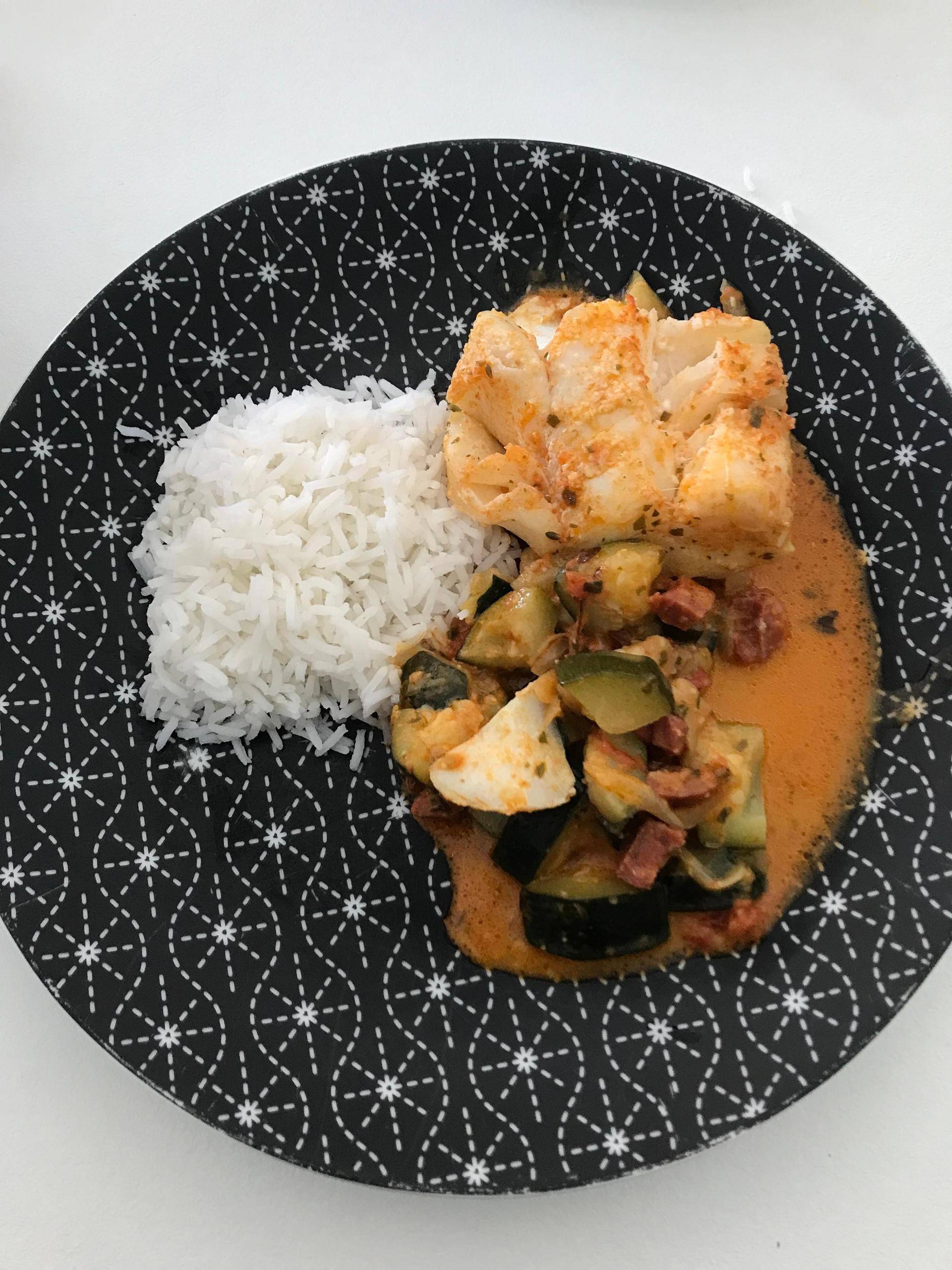 Dos de Cabillaud, Chorizo Courgette Tomates - Recepten Cookeo | Moulinex