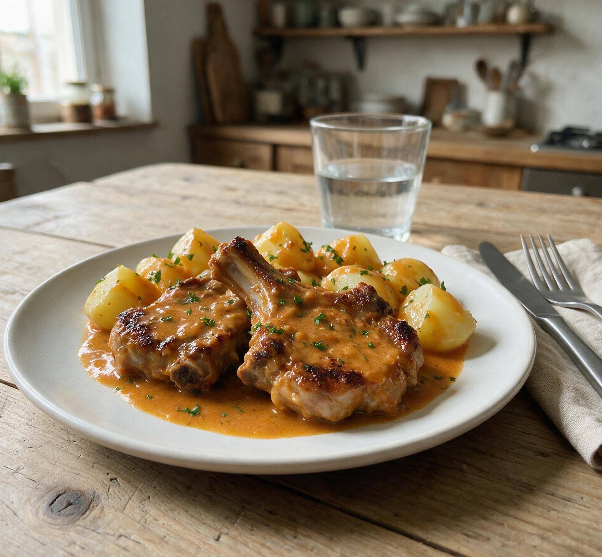 Côtes de porc sauce charcutière - Recette Cookeo Infinity Autostir | Moulinex