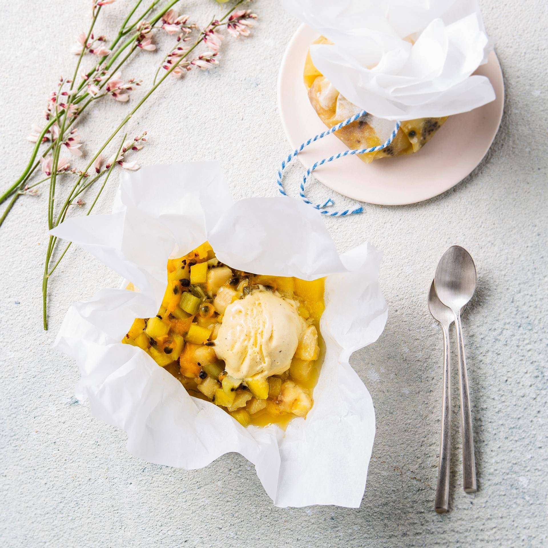 Papilloten van exotisch fruit - Recepten Cookeo | Moulinex