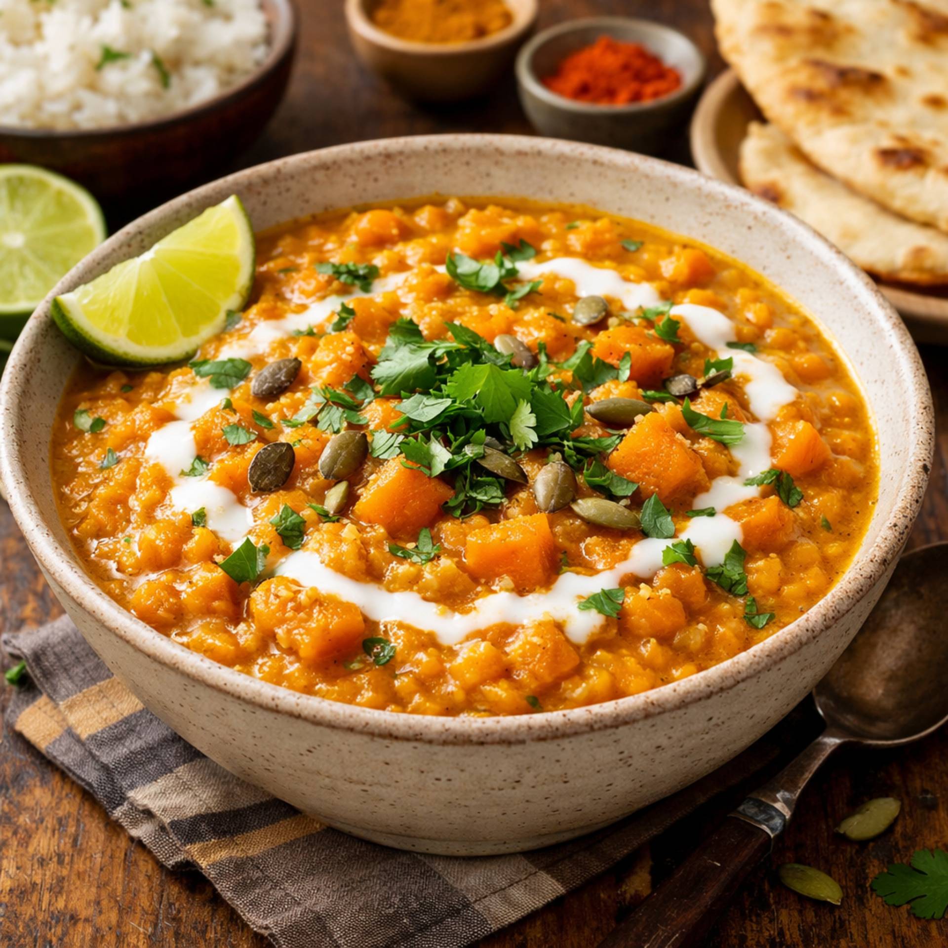 Dahl de lentilles corail & courge butternut - Recette Companion Connect XL | Moulinex