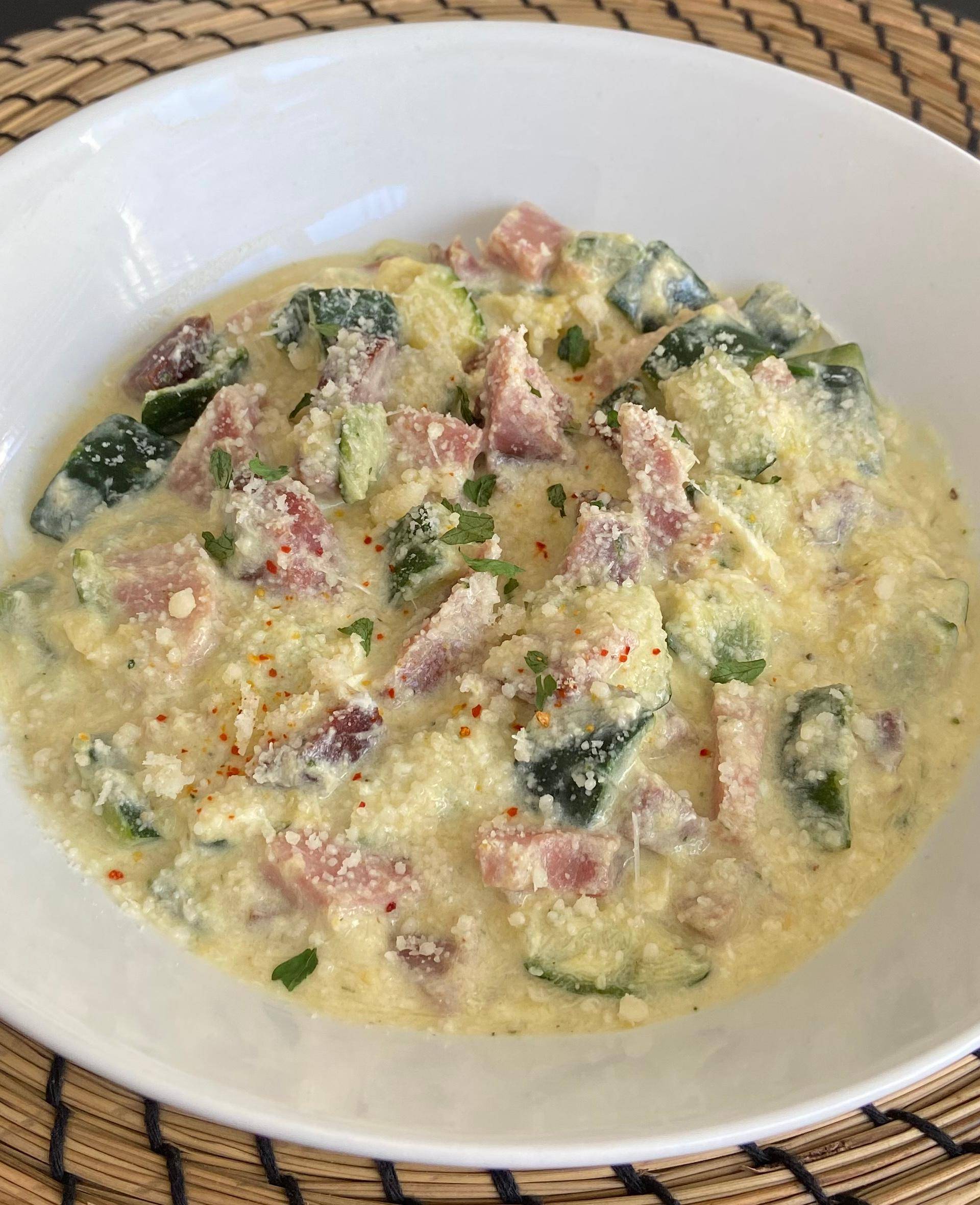 Courgettes à la "Carbonara" - Recette Companion XL | Moulinex