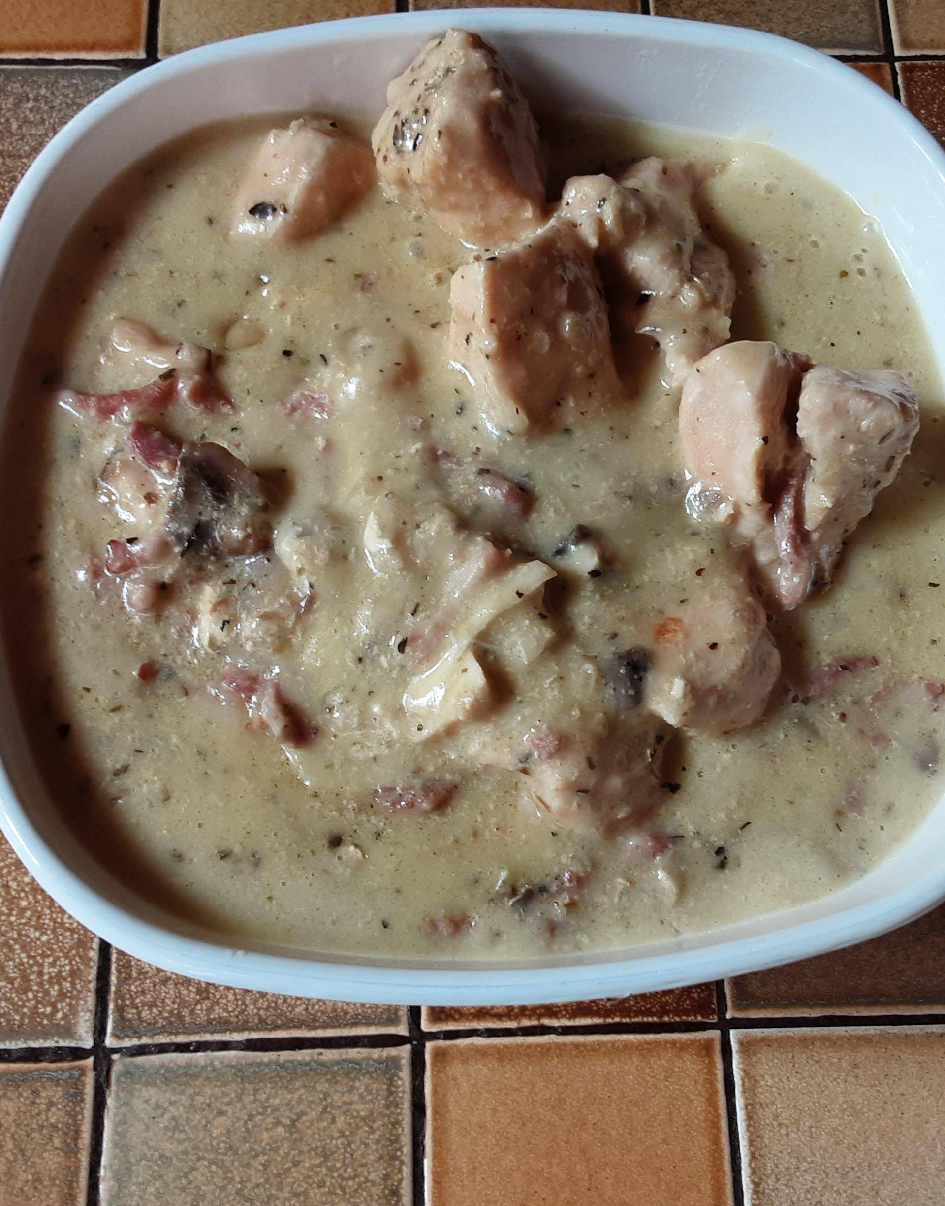 Filet de poulet,bacon,champignon,crème fraîche - Recepten Cookeo | Moulinex