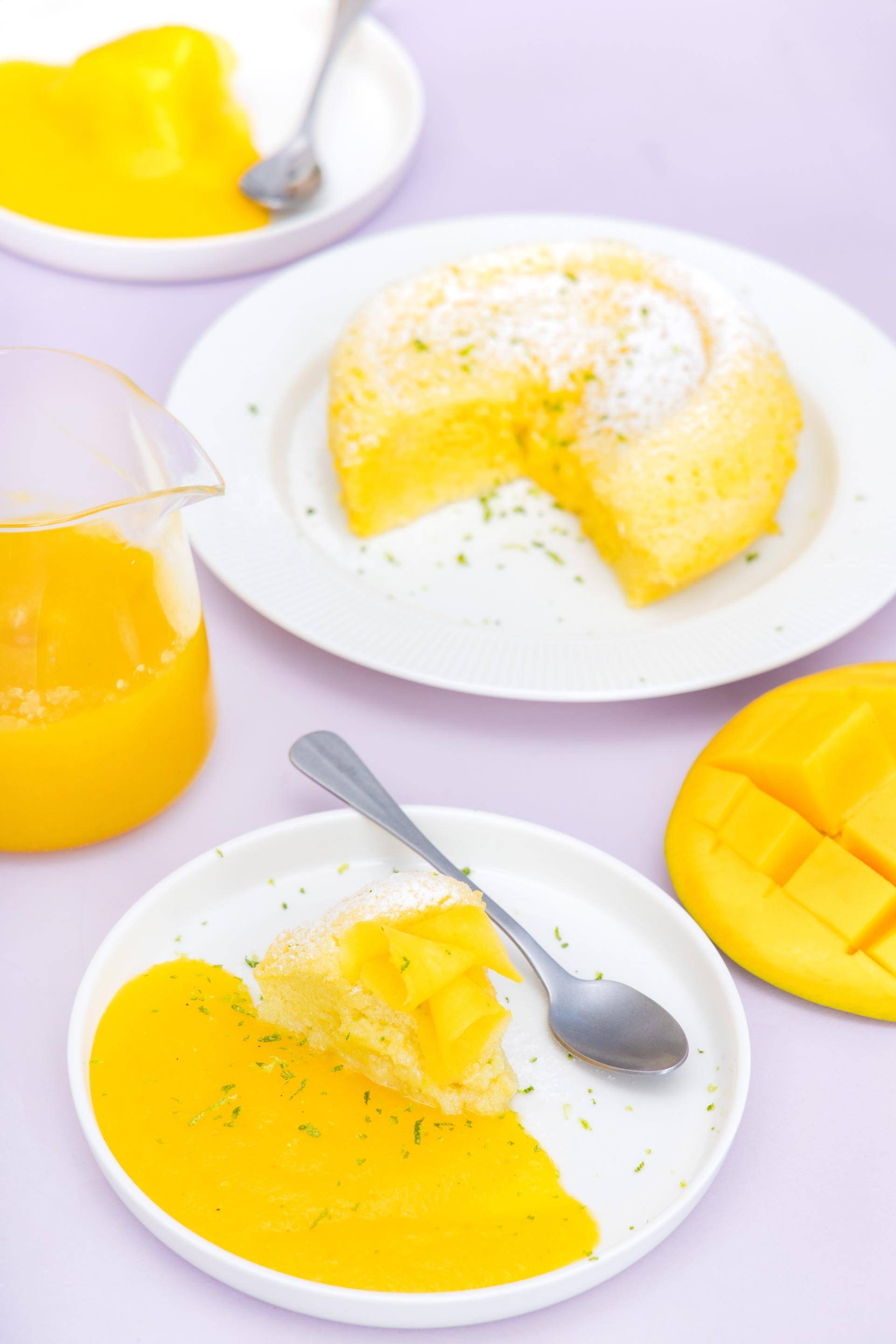 Fluffy cake japonais vapeur, coulis mangue - Recette Cookeo Infinity 17in1 | Moulinex