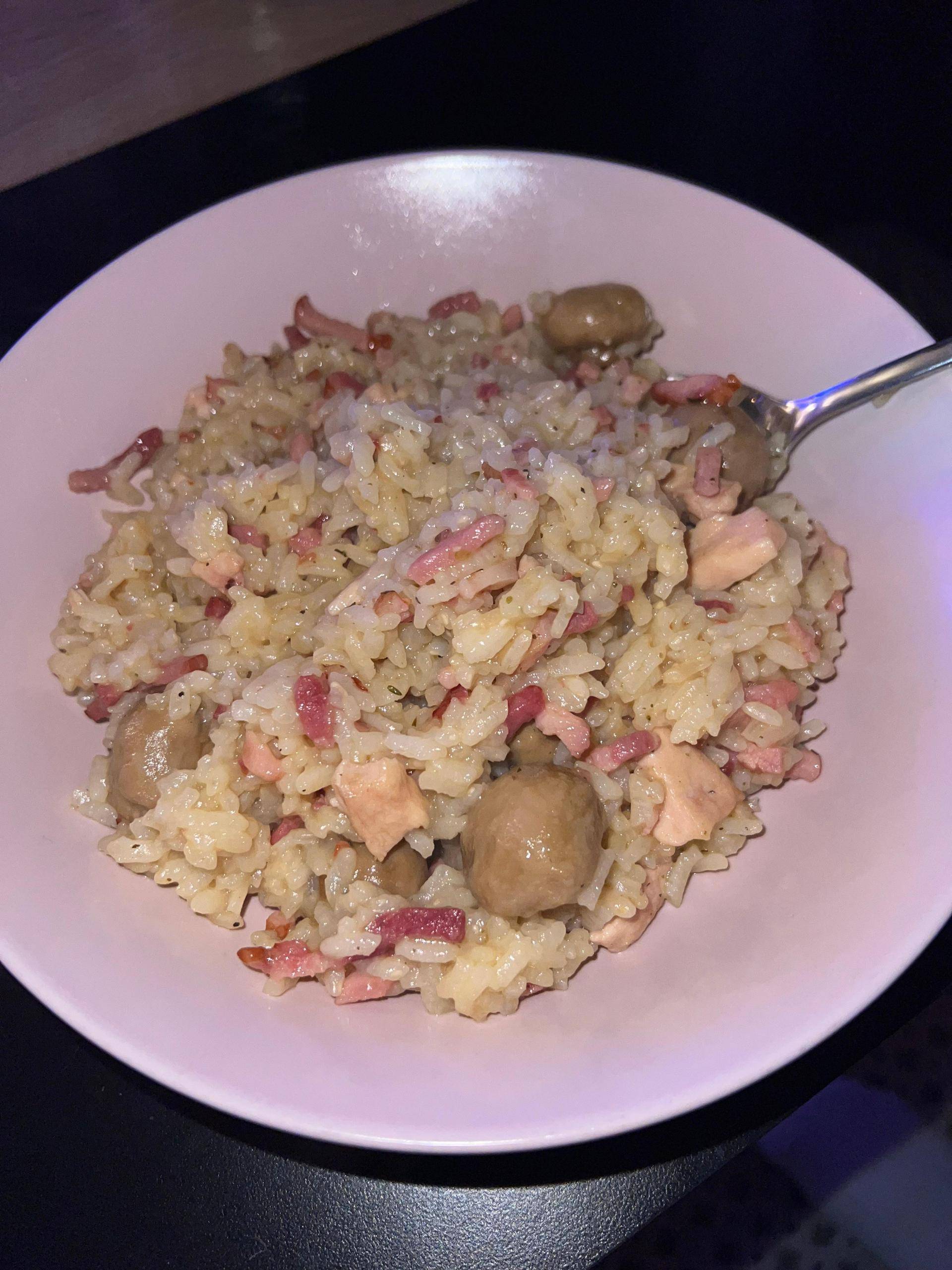Risotto poulet, lardons et champignons - Recette Cookeo | Moulinex