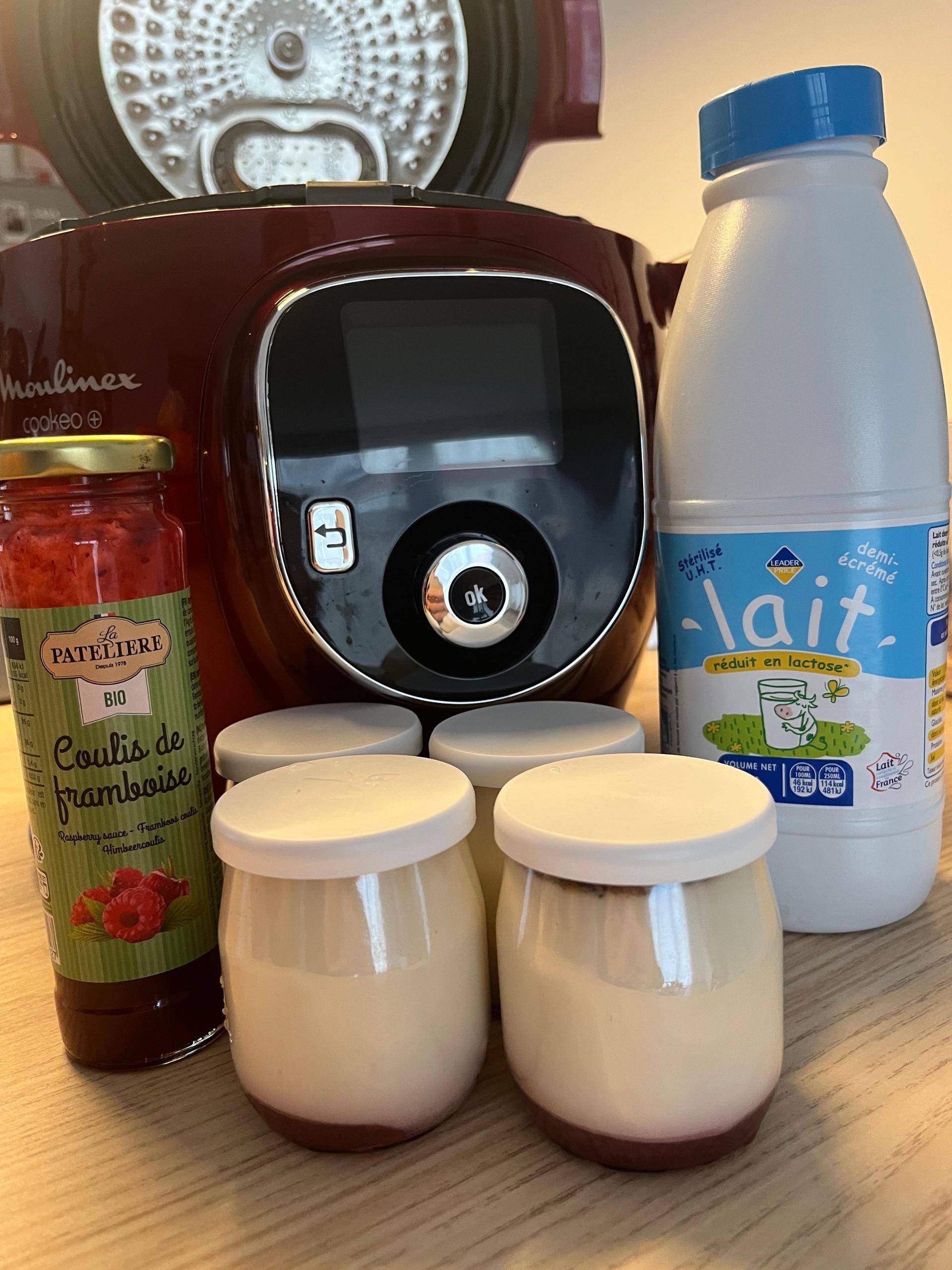 Yaourts nature sur lit de framboise - Recette Cookeo | Moulinex