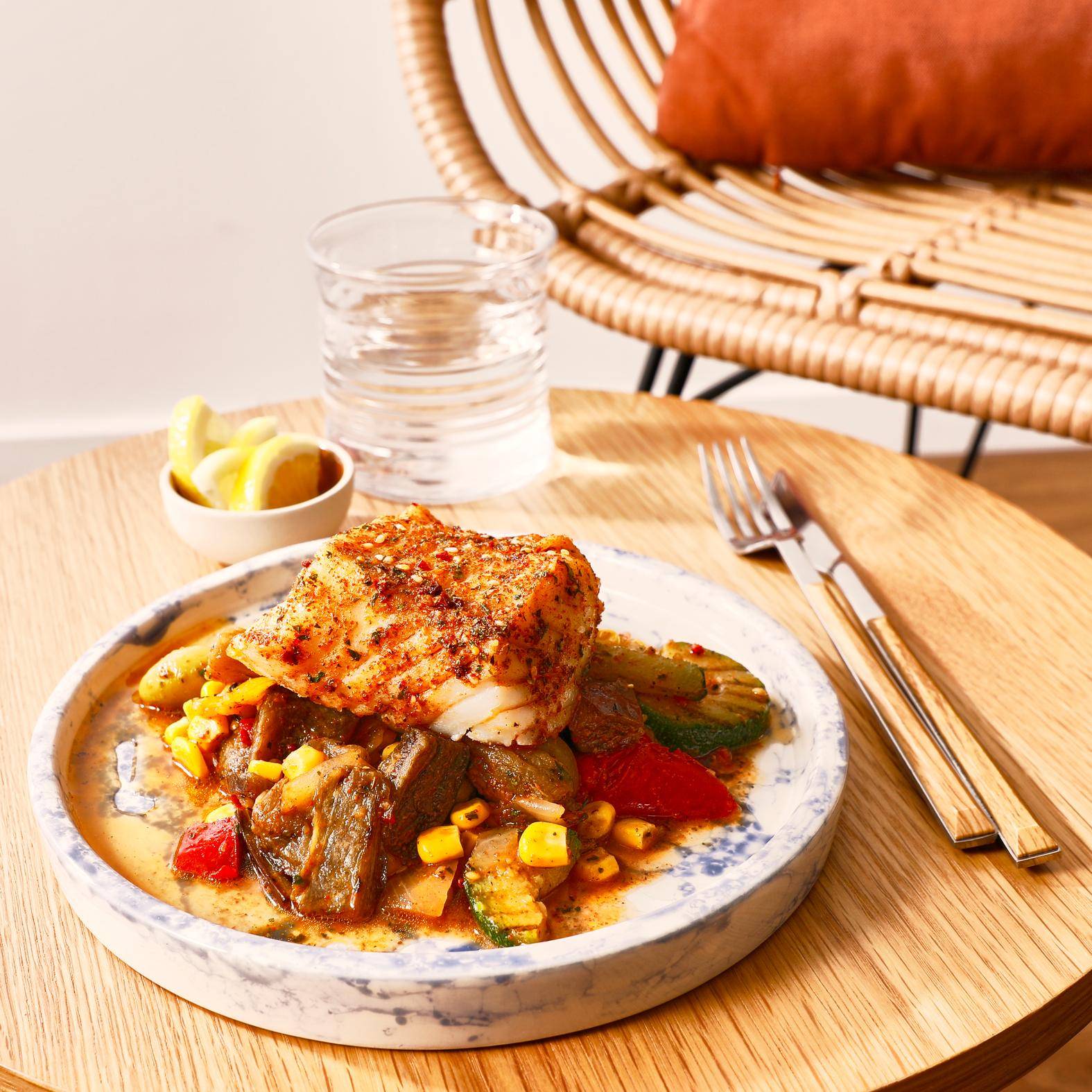 Poisson aux légumes grillés - Recette Cookeo | Moulinex