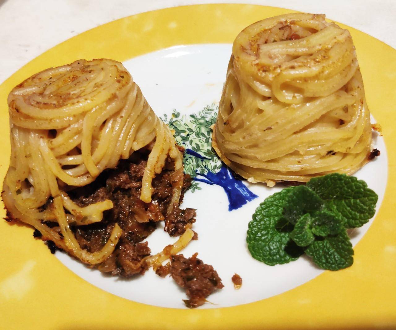 Nids de spaghettis farcis. - Recette Companion Connect XL | Moulinex