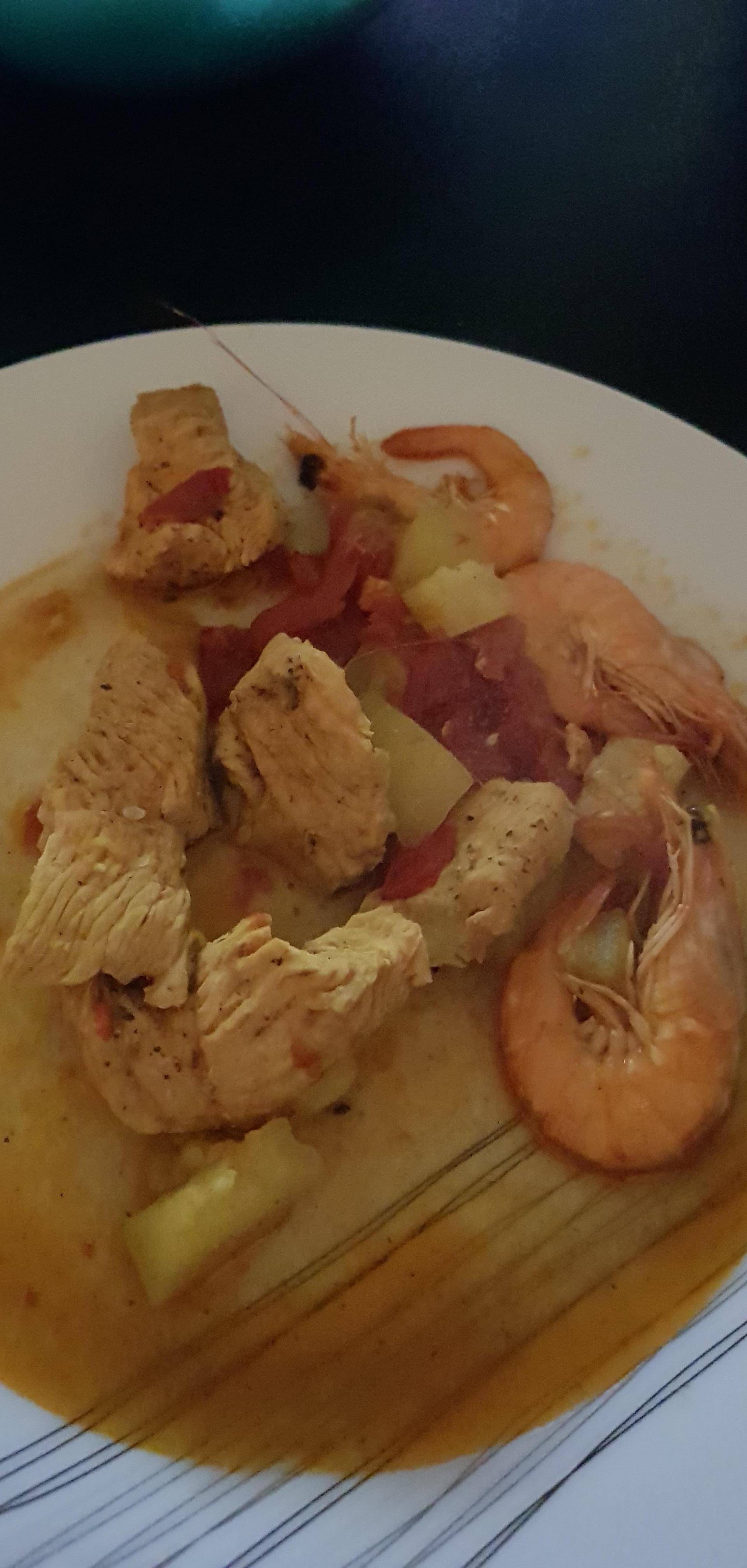 Dinde aux crevettes et ses petits légumes aux 4 épices - Recette Cookeo | Moulinex