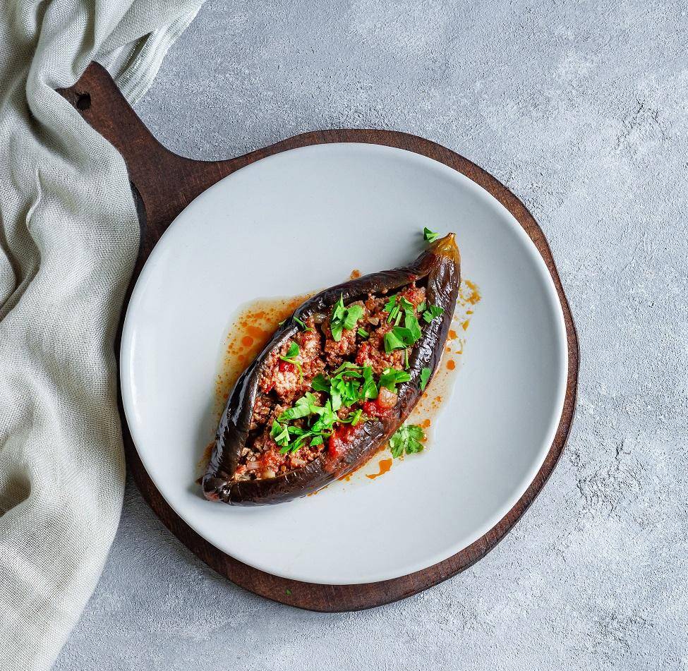 Aubergines farcies à la viande et aux pignons - Recepten Hachoirs & Découpeurs | Moulinex