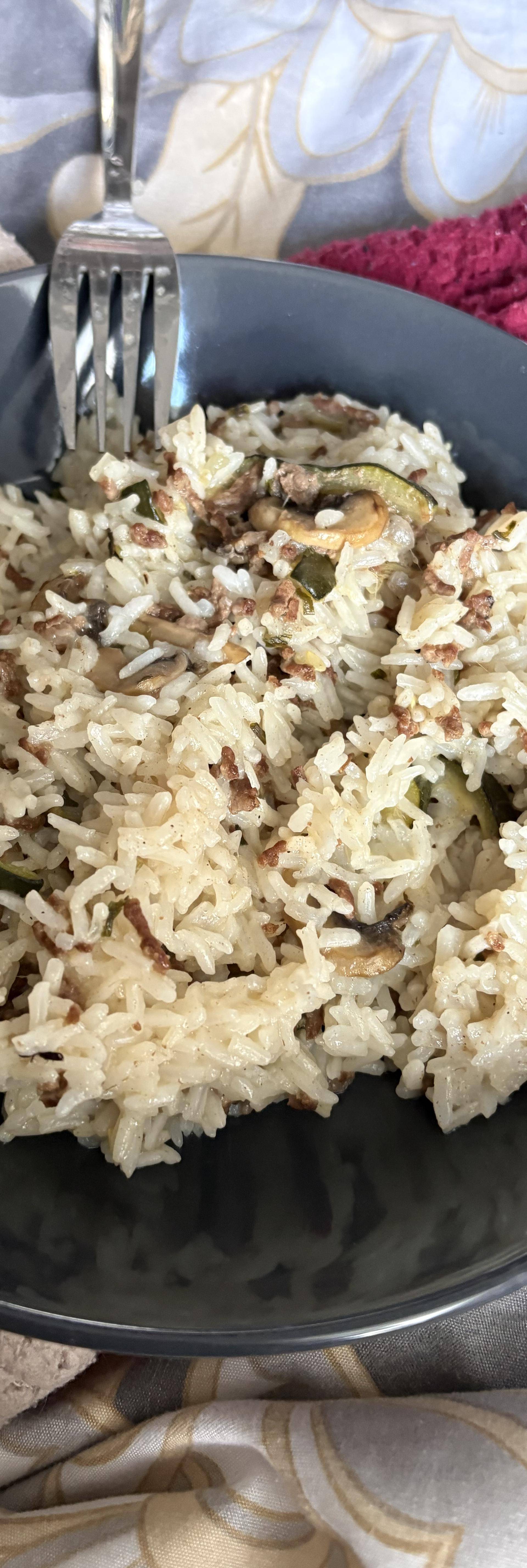 Riz viande haché courgettes champignons - Recette Cookeo | Moulinex