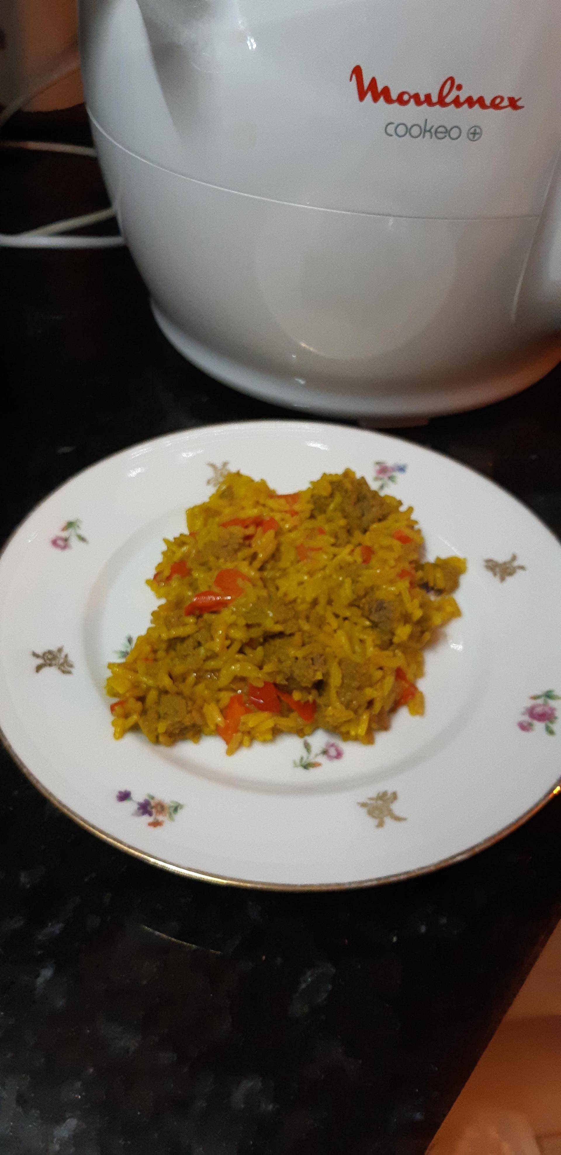 Riz pilaf aux poivrons et boeuf curcuma - Recepten Cookeo | Moulinex