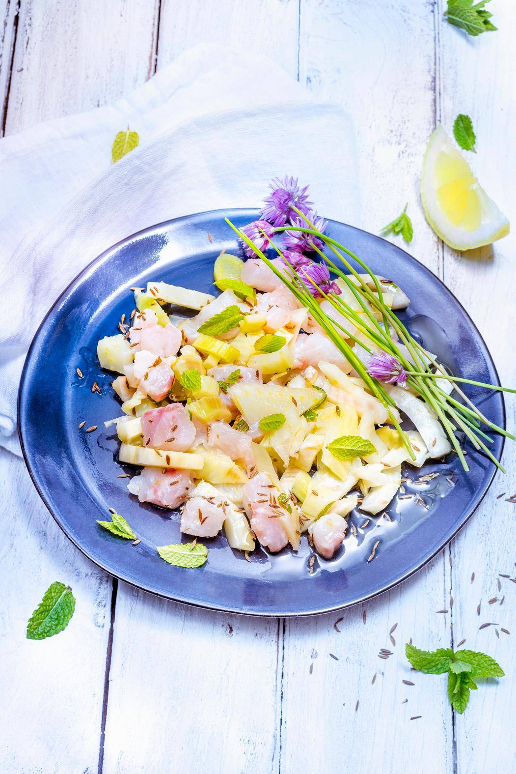 Tartare de bar au fenouil, menthe et cumin - Recette Companion | Moulinex