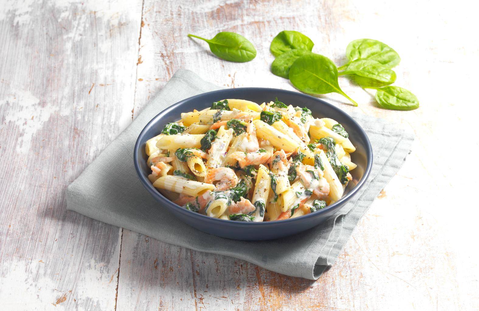 Pâtes au saumon et aux épinards - Recepten Cook'in One | Moulinex