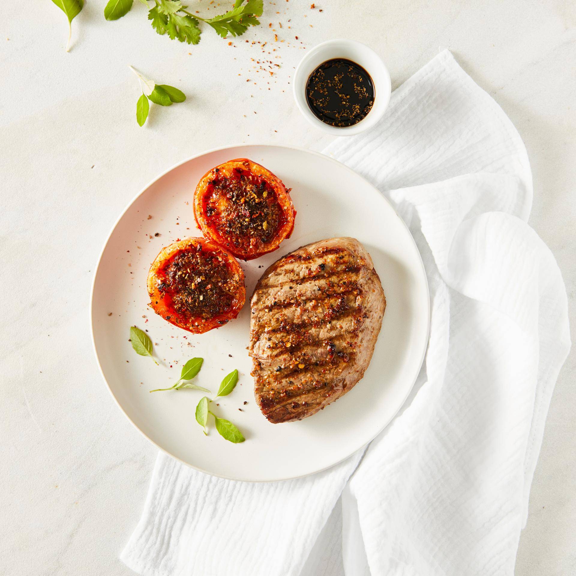Steaks grillés et tomates rôties - Recette Dual EasyFry&Grill | Moulinex