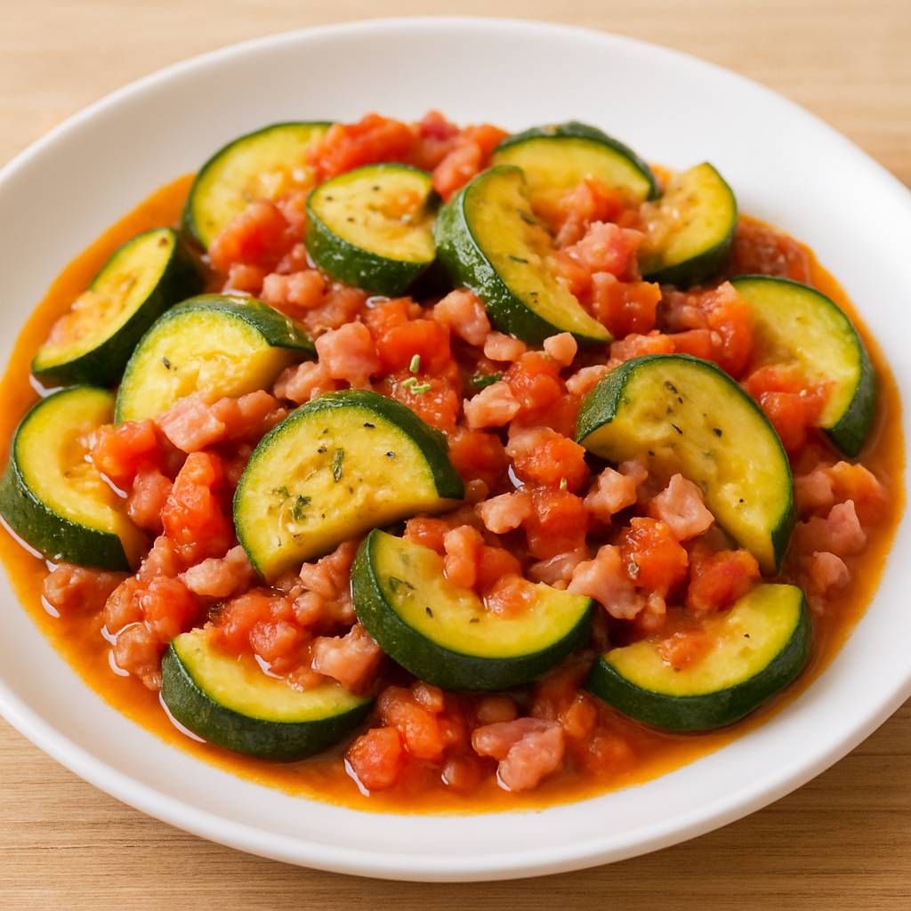 Courgettes et tomates aux lardons - Recette Companion Connect XL | Moulinex
