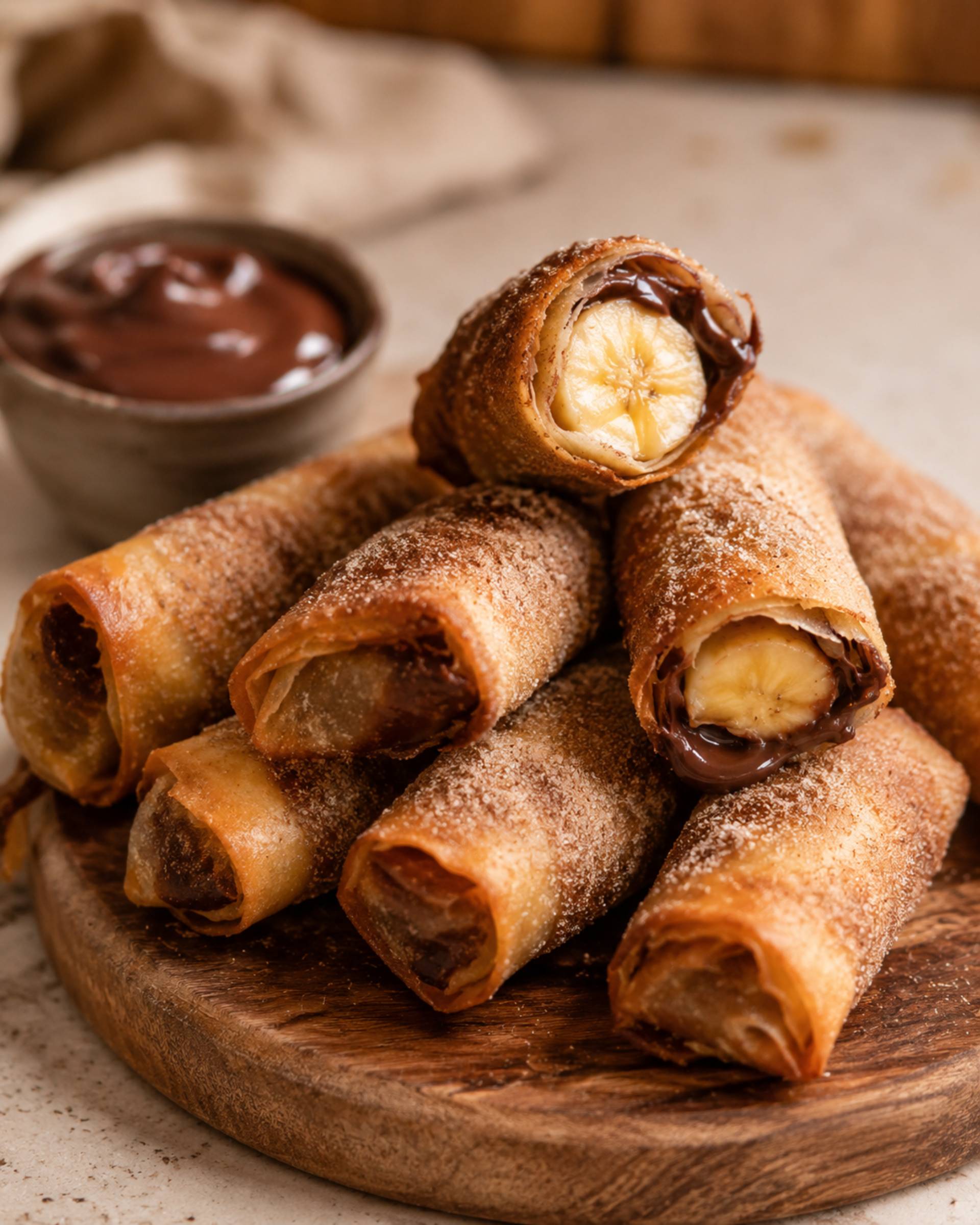 Filo-rolletjes met chocolade en banaan - Recepten Crisp&Go 3P | Moulinex