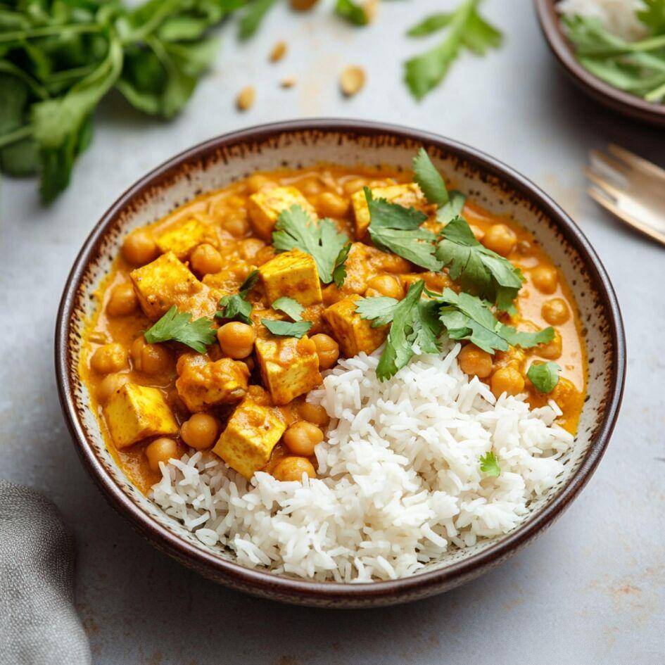 Curryrijst met kikkererwten en tofu - Recepten Cookeo | Moulinex