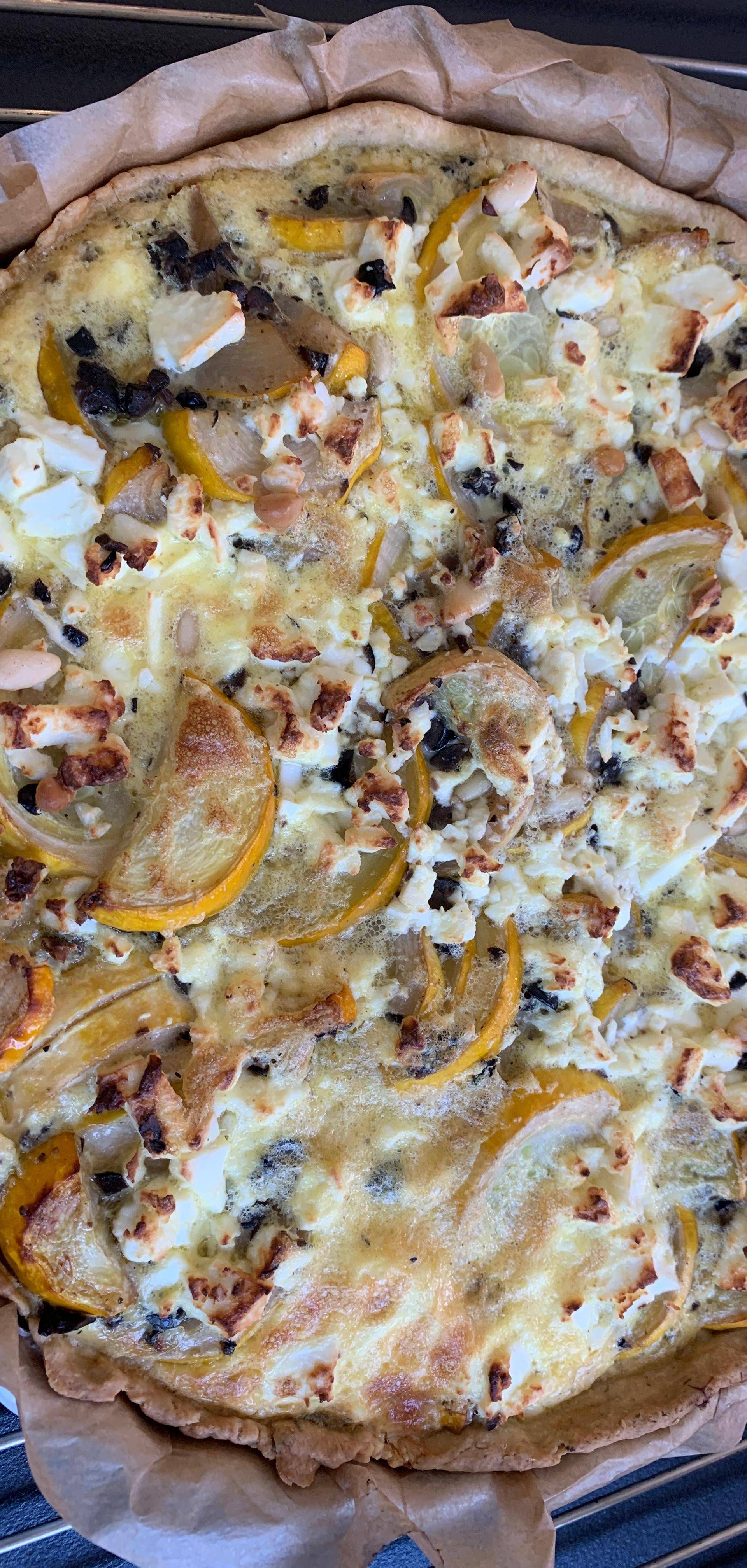 Tarte salée courgettes jaunes olives feta - Recette Companion Connect XL | Moulinex